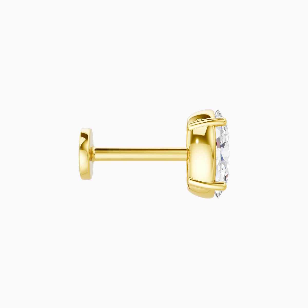 Nut | 18k Yellow Gold 6 mm 6.5 mm Oval Diamond Piercing