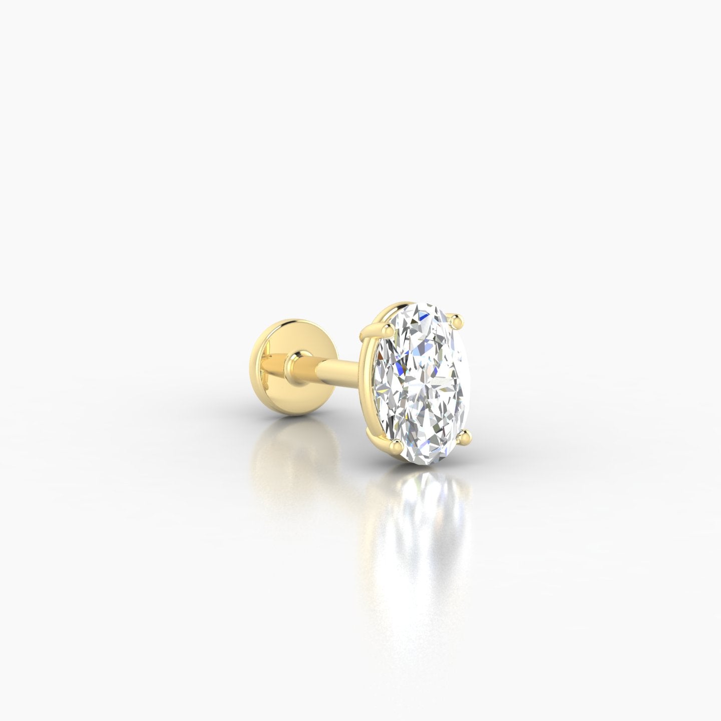 Nut | 18k Yellow Gold 6 mm 6.5 mm Oval Diamond Piercing