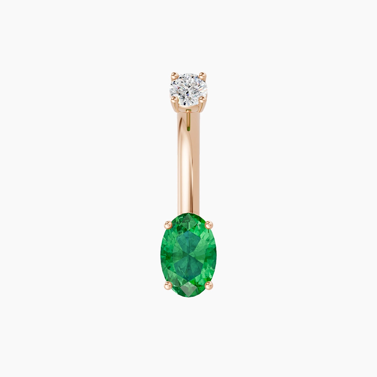 Nut | 18k Rose Gold 6 mm 8 mm Oval Emerald & Diamond Belly Piercing