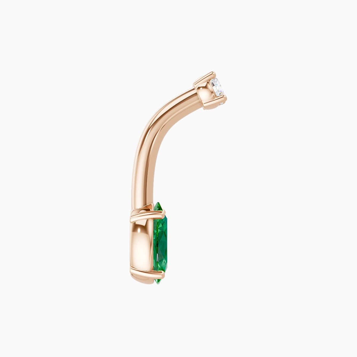 Nut | 18k Rose Gold 6 mm 8 mm Oval Emerald & Diamond Belly Piercing