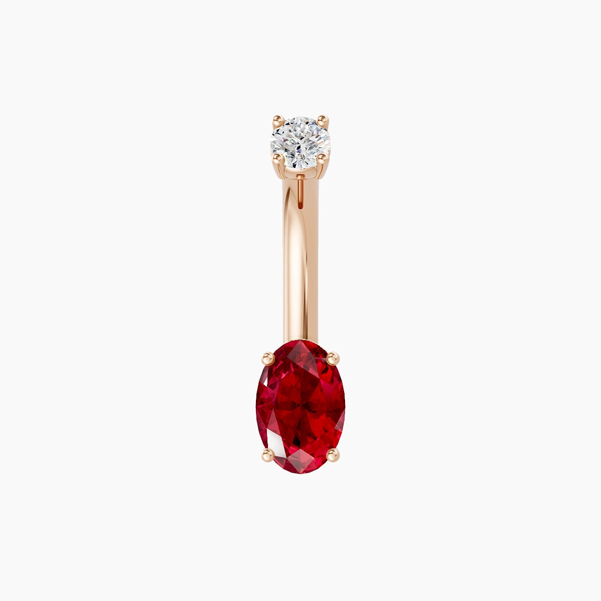 Nut | 18k Rose Gold 6 mm 8 mm Oval Ruby & Diamond Belly Piercing