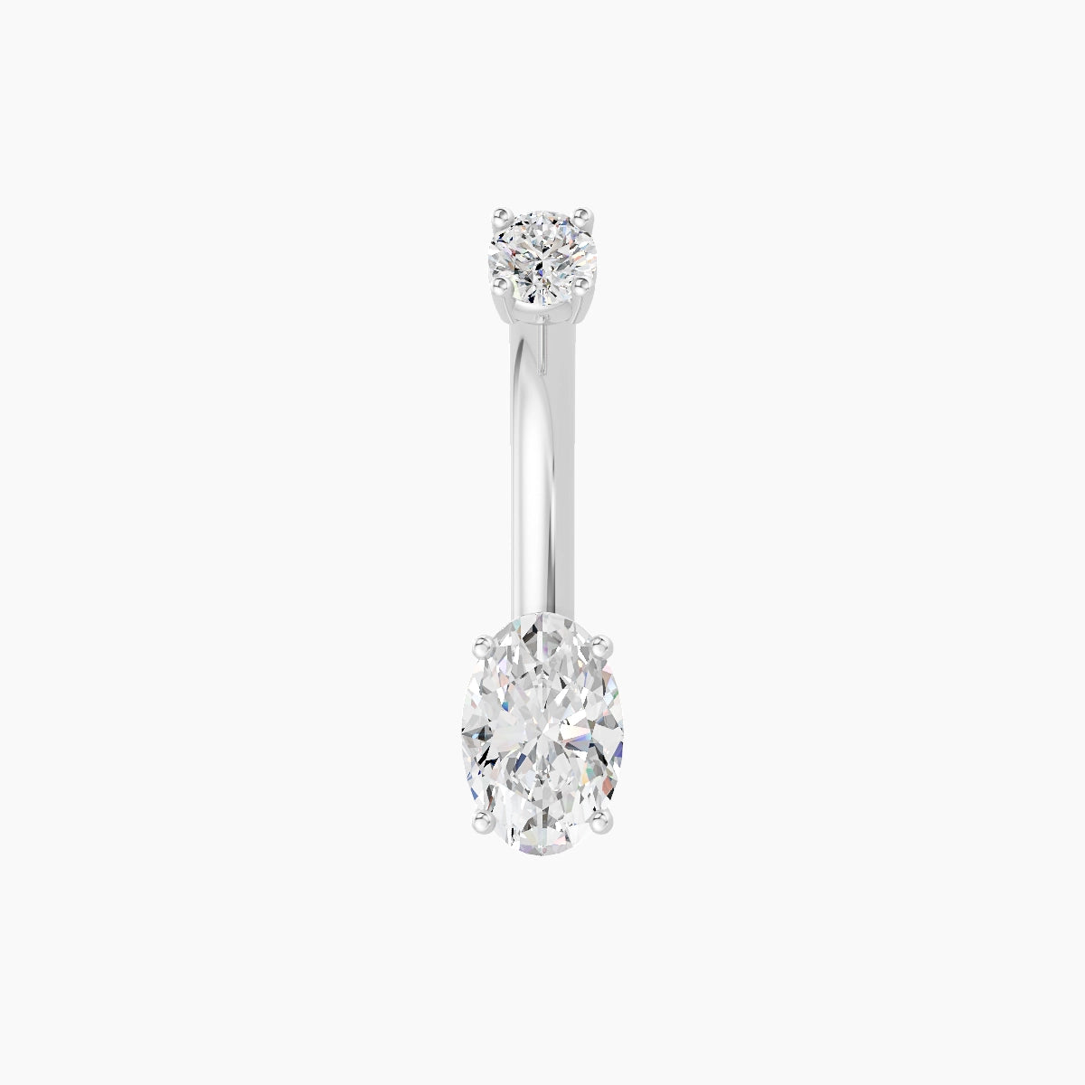 Nut | 18k White Gold 6 mm 8 mm Oval Diamond Belly Piercing