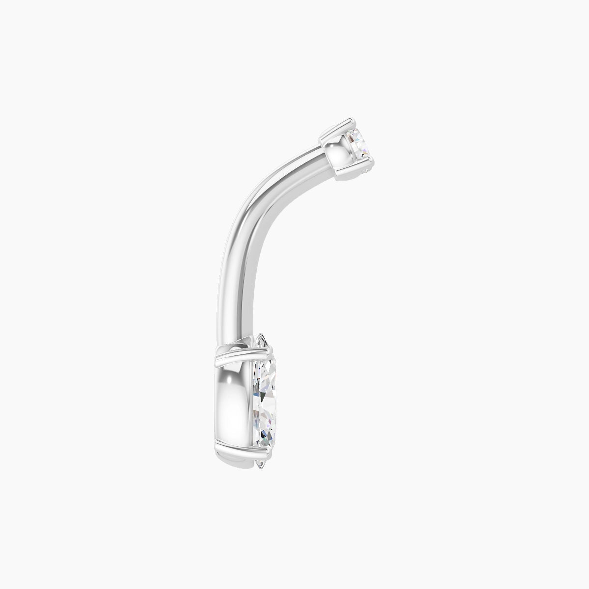 Nut | 18k White Gold 6 mm 8 mm Oval Diamond Belly Piercing