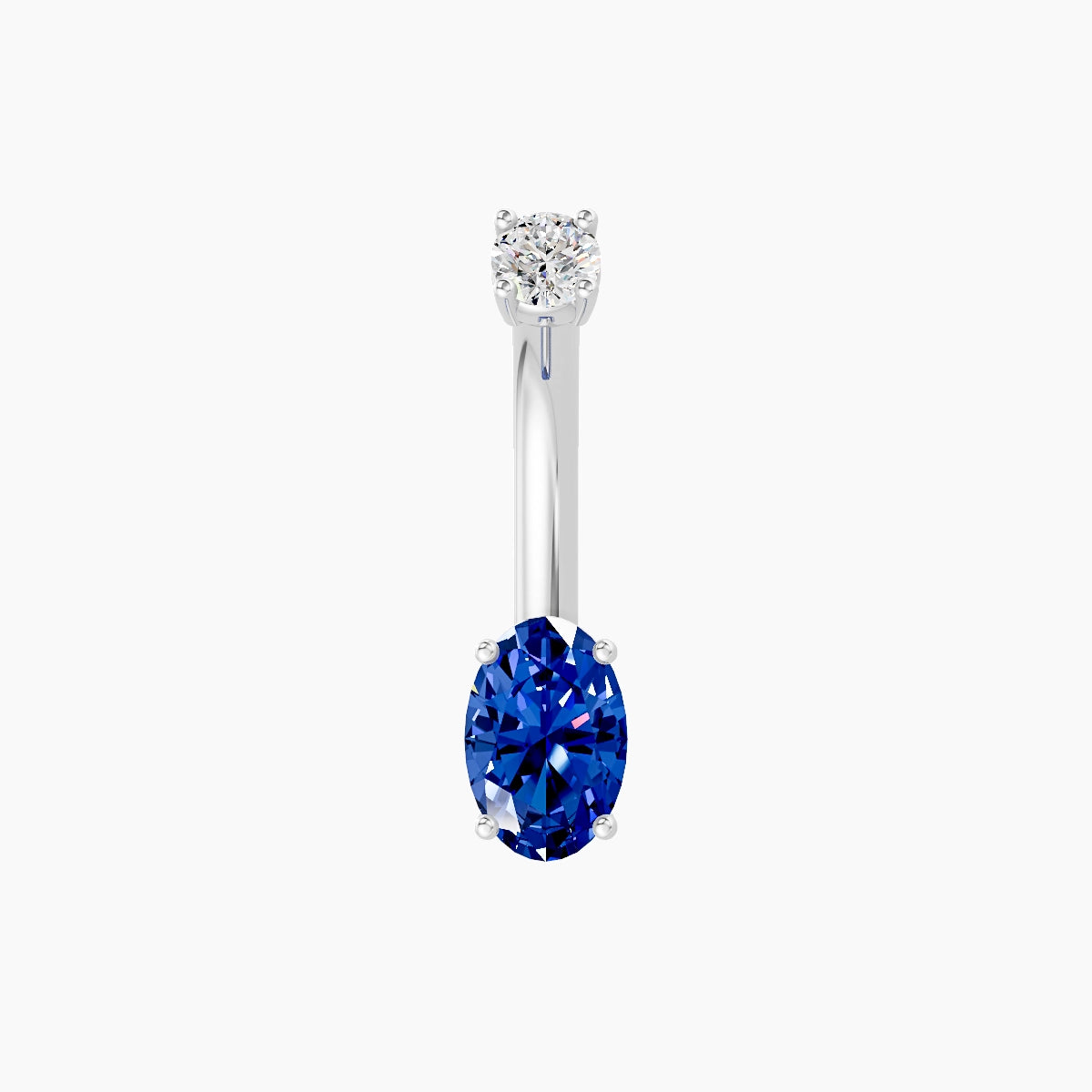 Nut | 18k White Gold 6 mm 8 mm Oval Sapphire & Diamond Belly Piercing