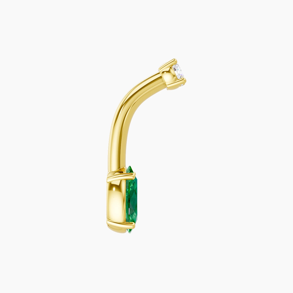 Nut | 18k Yellow Gold 6 mm 8 mm Oval Emerald & Diamond Belly Piercing