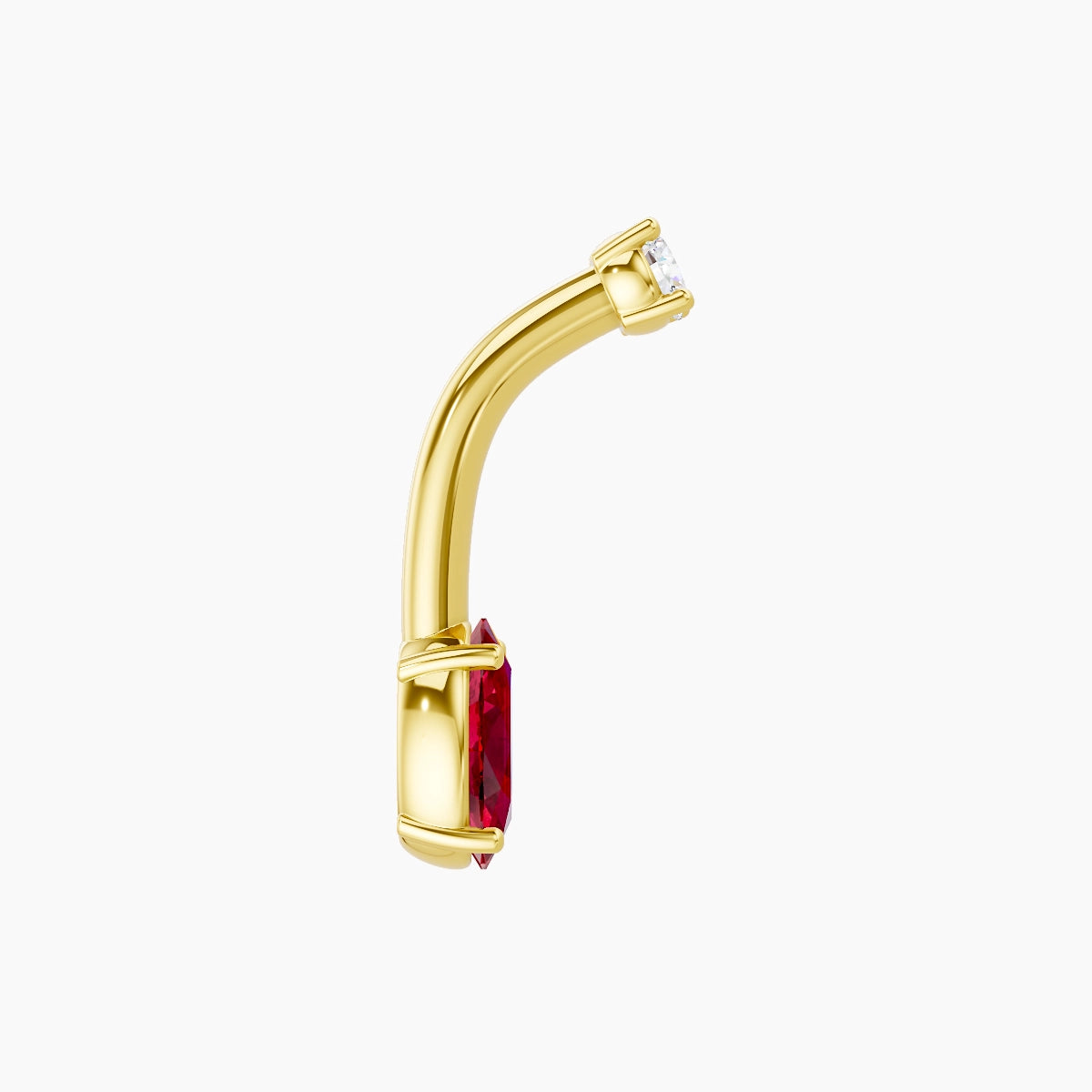 Nut | 18k Yellow Gold 6 mm 8 mm Oval Ruby & Diamond Belly Piercing
