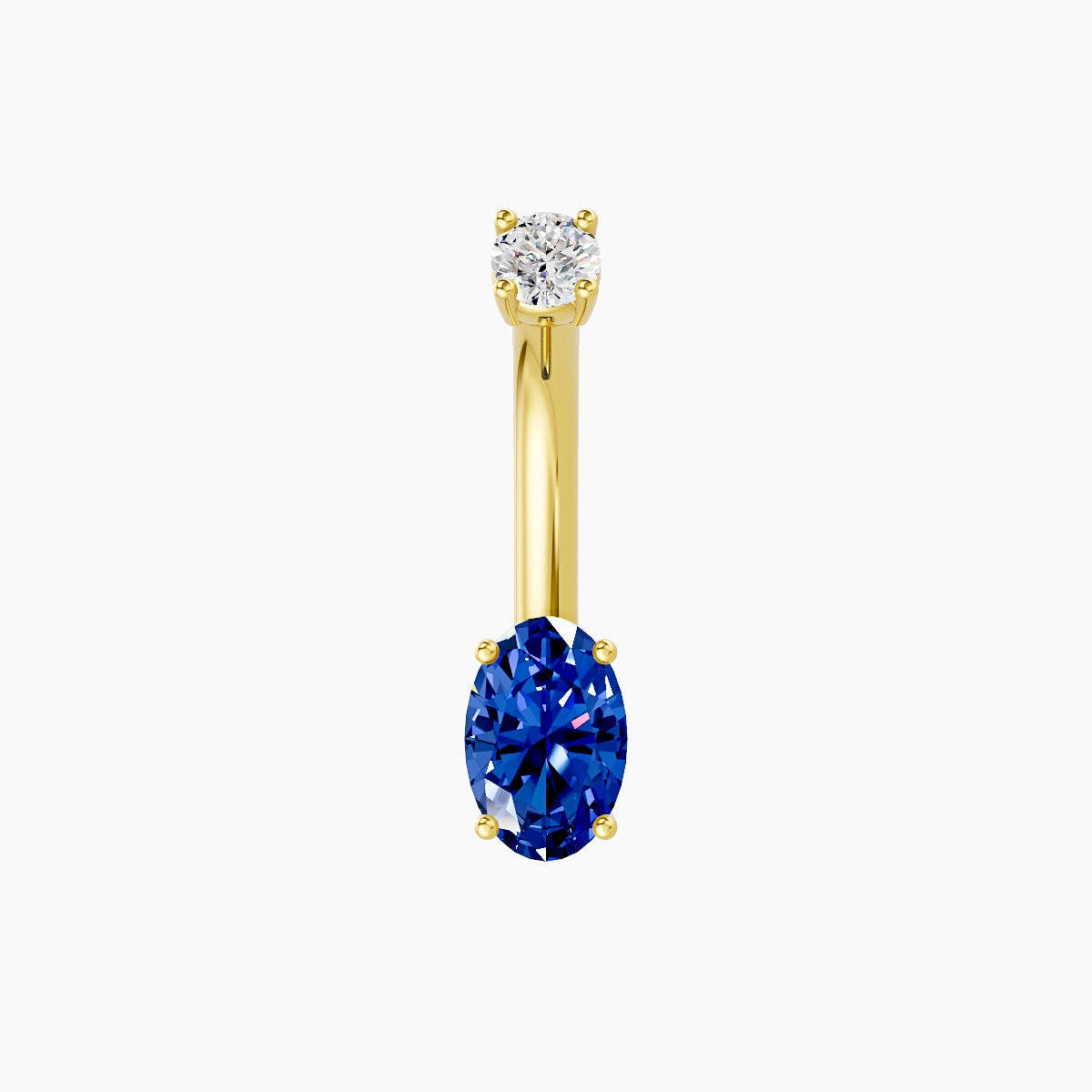 Nut | 18k Yellow Gold 6 mm 8 mm Oval Sapphire & Diamond Belly Piercing