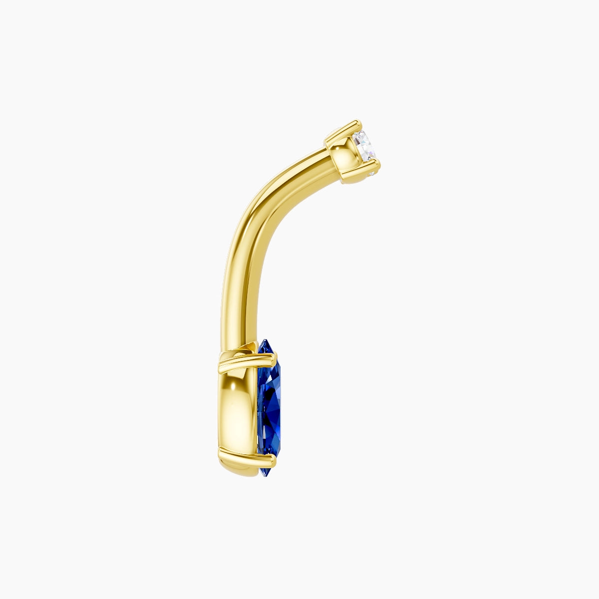 Nut | 18k Yellow Gold 6 mm 8 mm Oval Sapphire & Diamond Belly Piercing