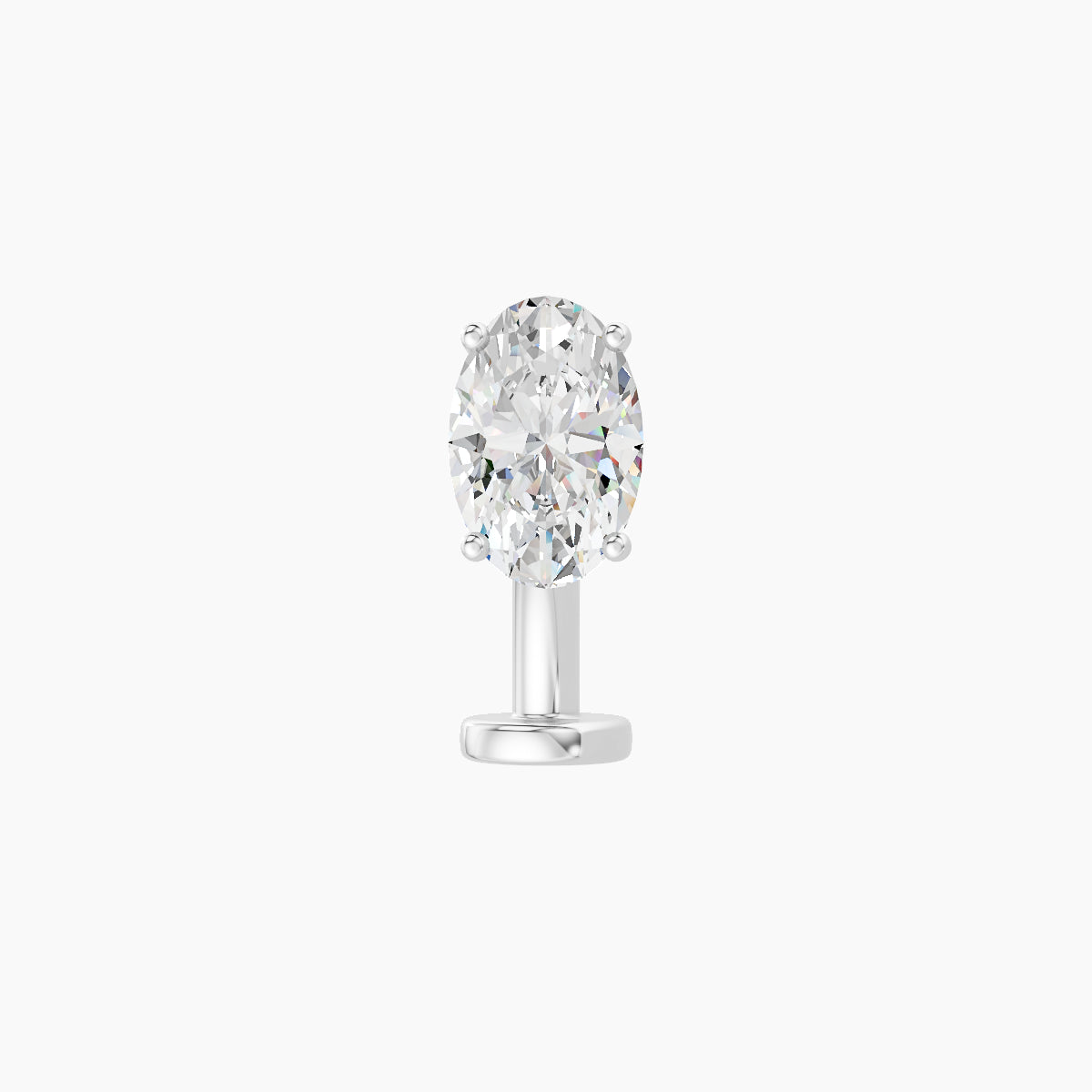Nut | 18k White Gold 6 mm 8 mm Oval Diamond Floating Navel Piercing