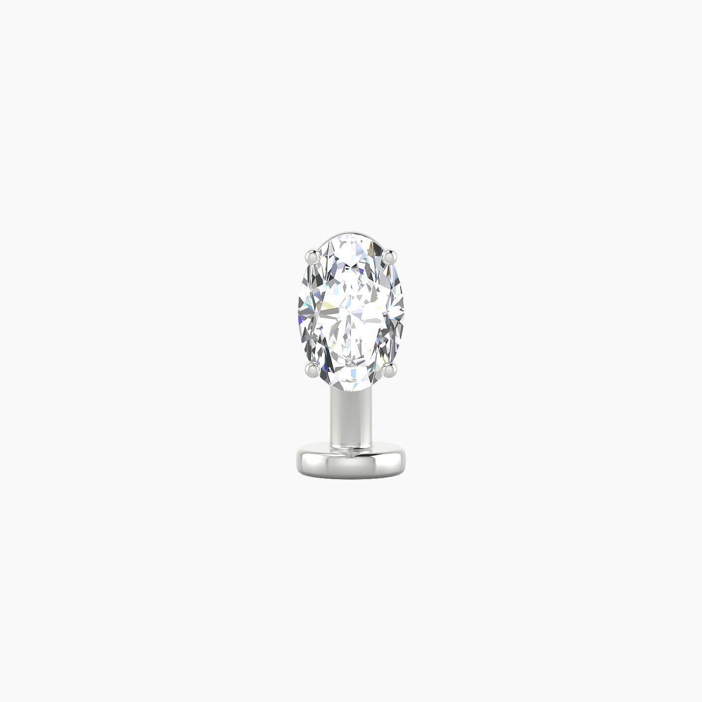 Nut | 18k White Gold 6 mm 8 mm Oval Diamond Floating Navel Piercing