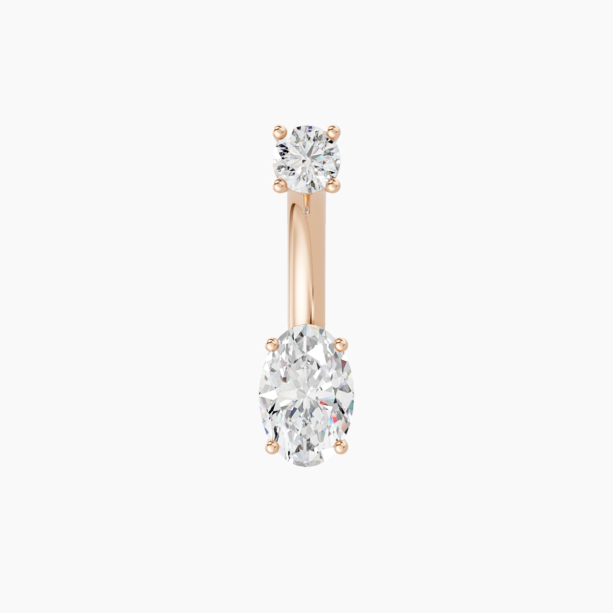 Nut | 18k Rose Gold 6 mm 8 mm Oval Diamond Navel Piercing