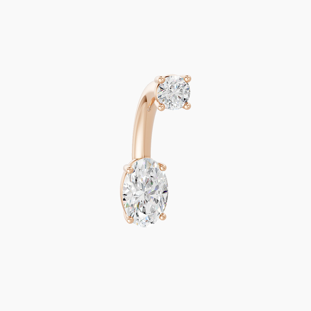 Nut | 18k Rose Gold 6 mm 8 mm Oval Diamond Navel Piercing