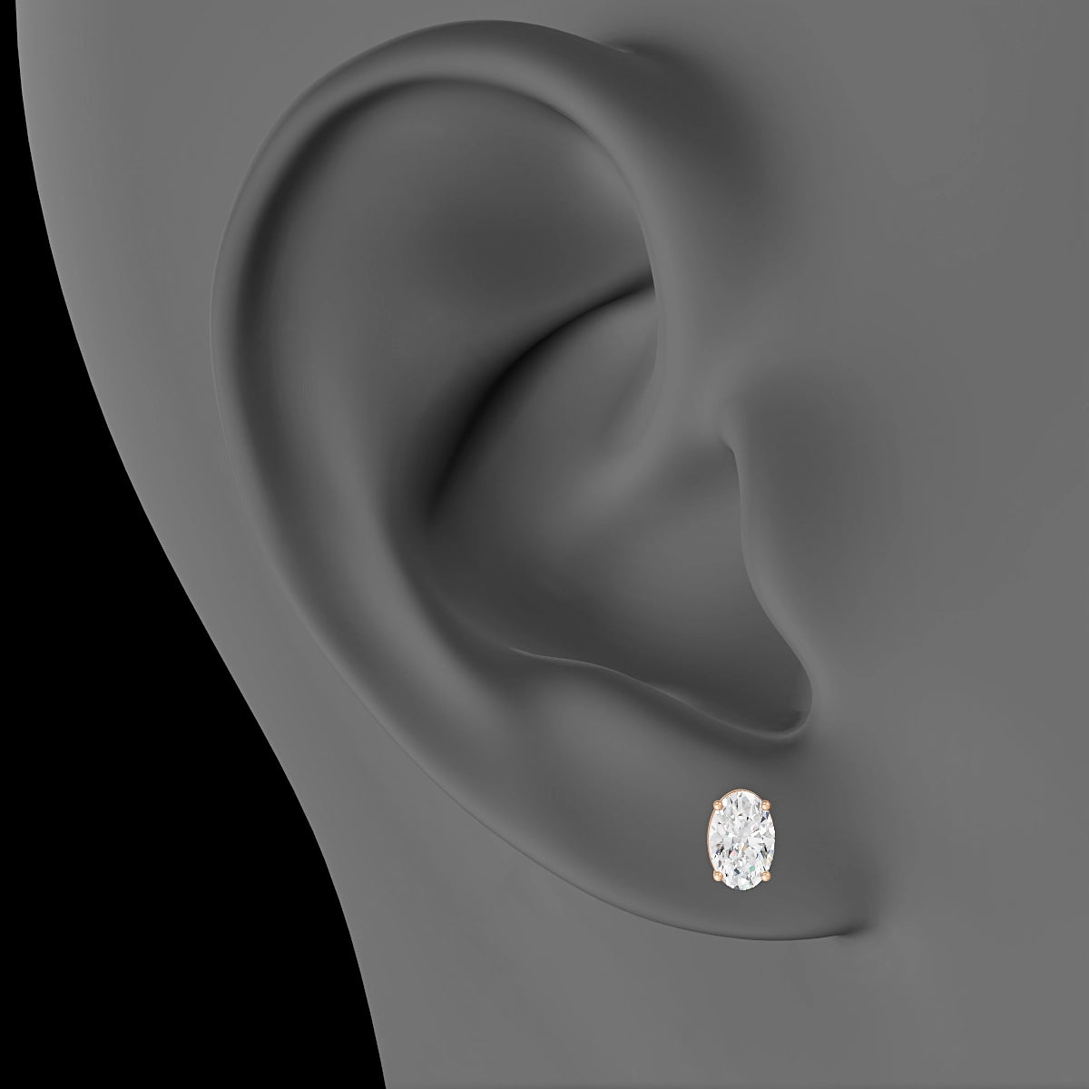 Nut | 18k Rose Gold 6 mm 8 mm Oval Diamond Piercing