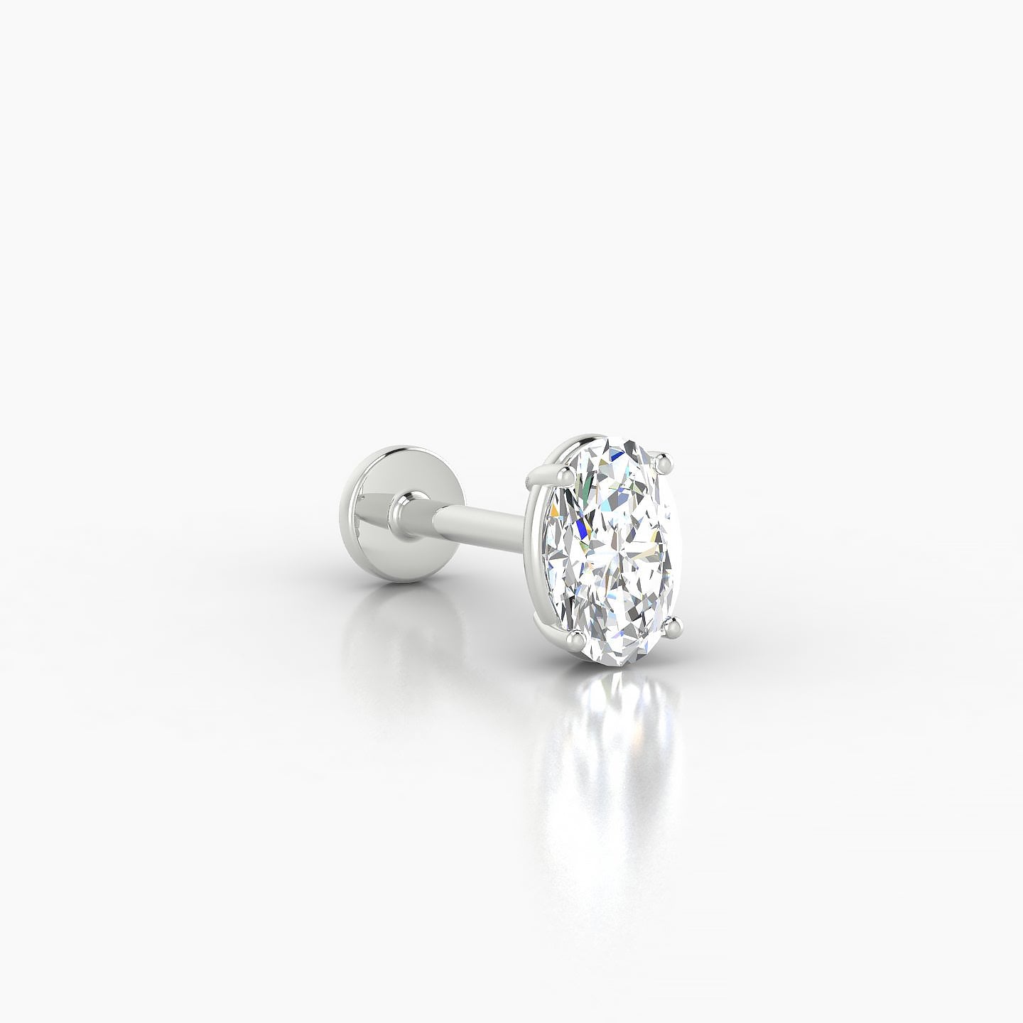 Nut | 18k White Gold 6 mm 8 mm Oval Diamond Piercing