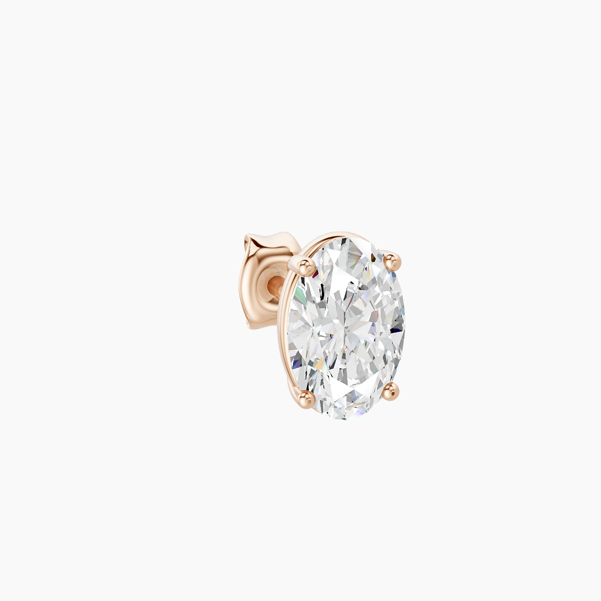 Nut | 18k Rose Gold 6 mm Oval Diamond Earring