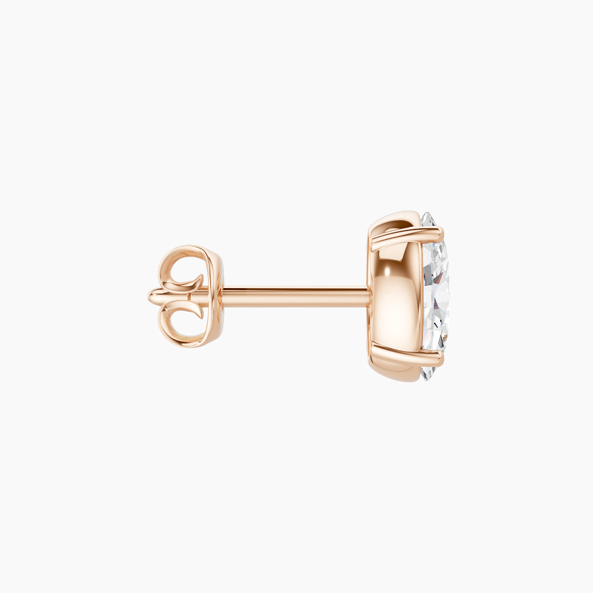 Nut | 18k Rose Gold 6 mm Oval Diamond Earring