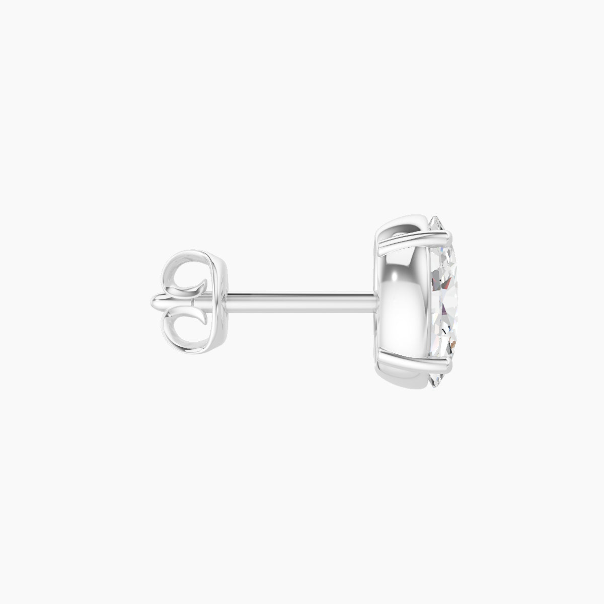 Nut | 18k White Gold 6 mm Oval Diamond Earring