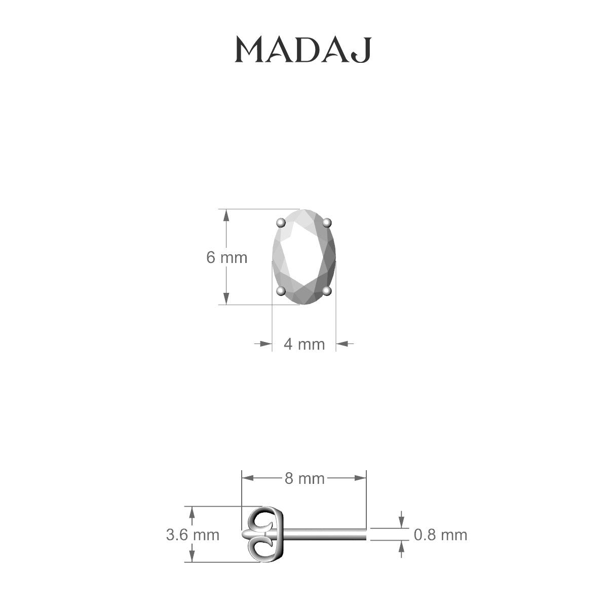 Nut | 18k White Gold 6 mm Oval Diamond Earring