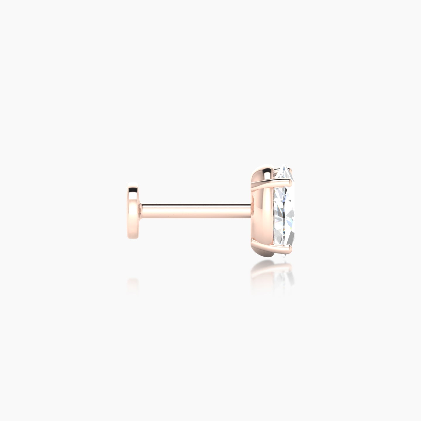 Nut | 18k Rose Gold 6 mm Oval Diamond Nostril Piercing