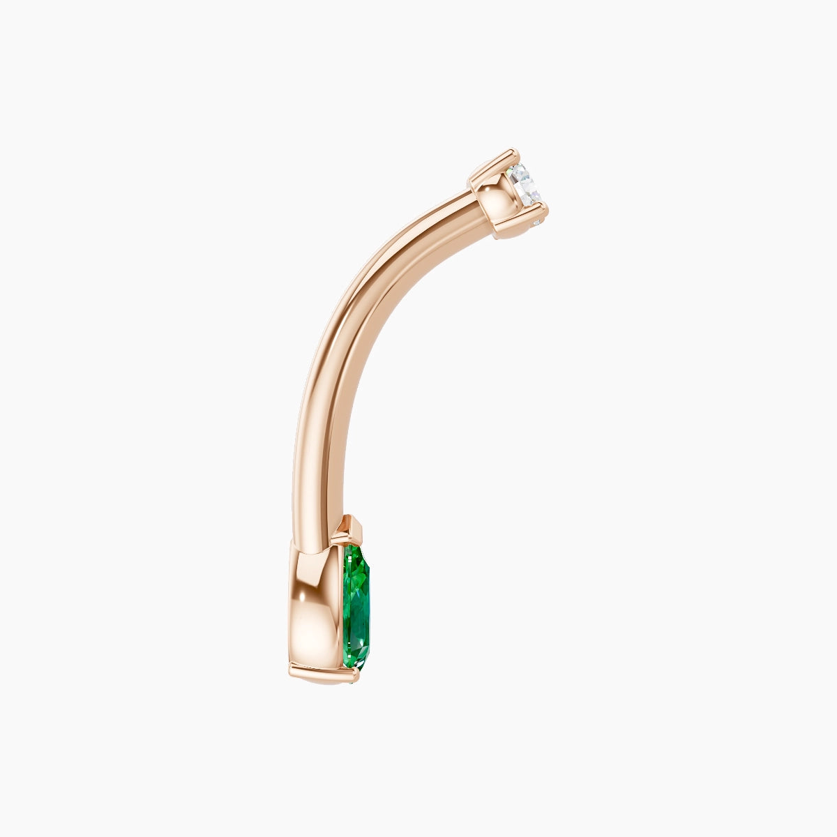 Nut | 18k Rose Gold 5.5 mm 10 mm Pear Emerald & Diamond Belly Piercing