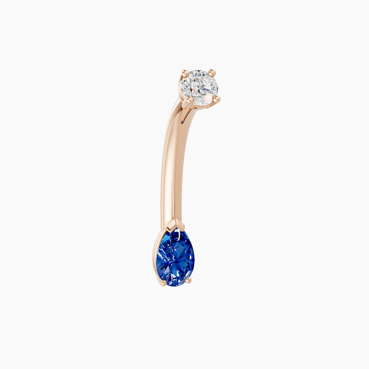 Nut | 18k Rose Gold 5.5 mm 10 mm Pear Sapphire & Diamond Belly Piercing