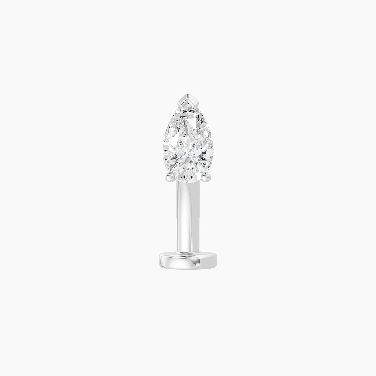 Nut | 18k White Gold 5.5 mm 10 mm Pear Diamond Floating Navel Piercing