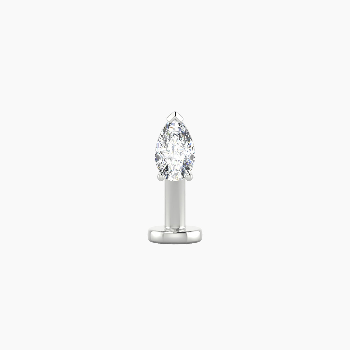 Nut | 18k White Gold 5.5 mm 10 mm Pear Diamond Floating Navel Piercing