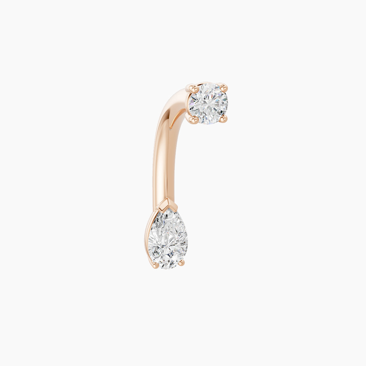 Nut | 18k Rose Gold 5.5 mm 10 mm Pear Diamond Navel Piercing