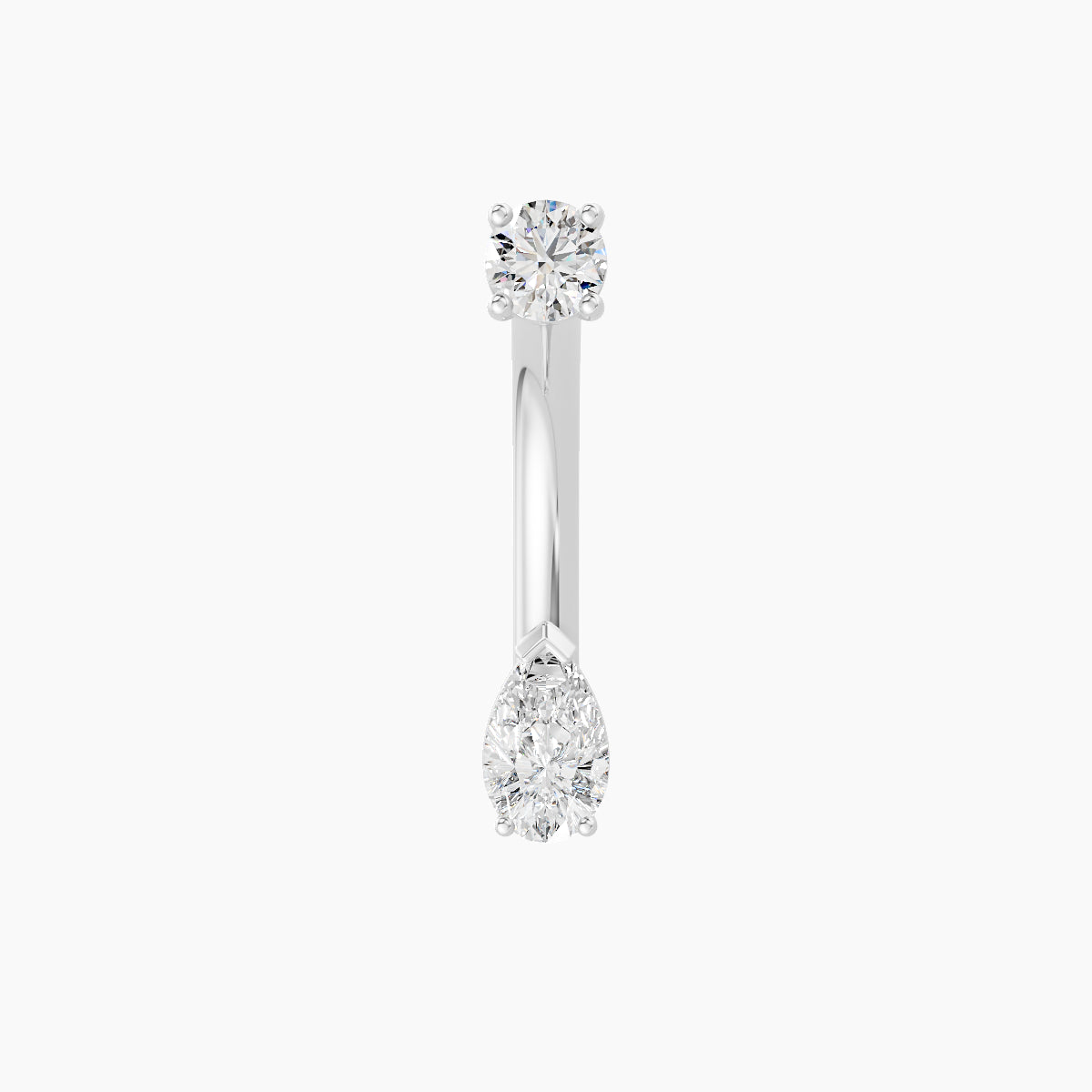 Nut | 18k White Gold 5.5 mm 10 mm Pear Diamond Navel Piercing