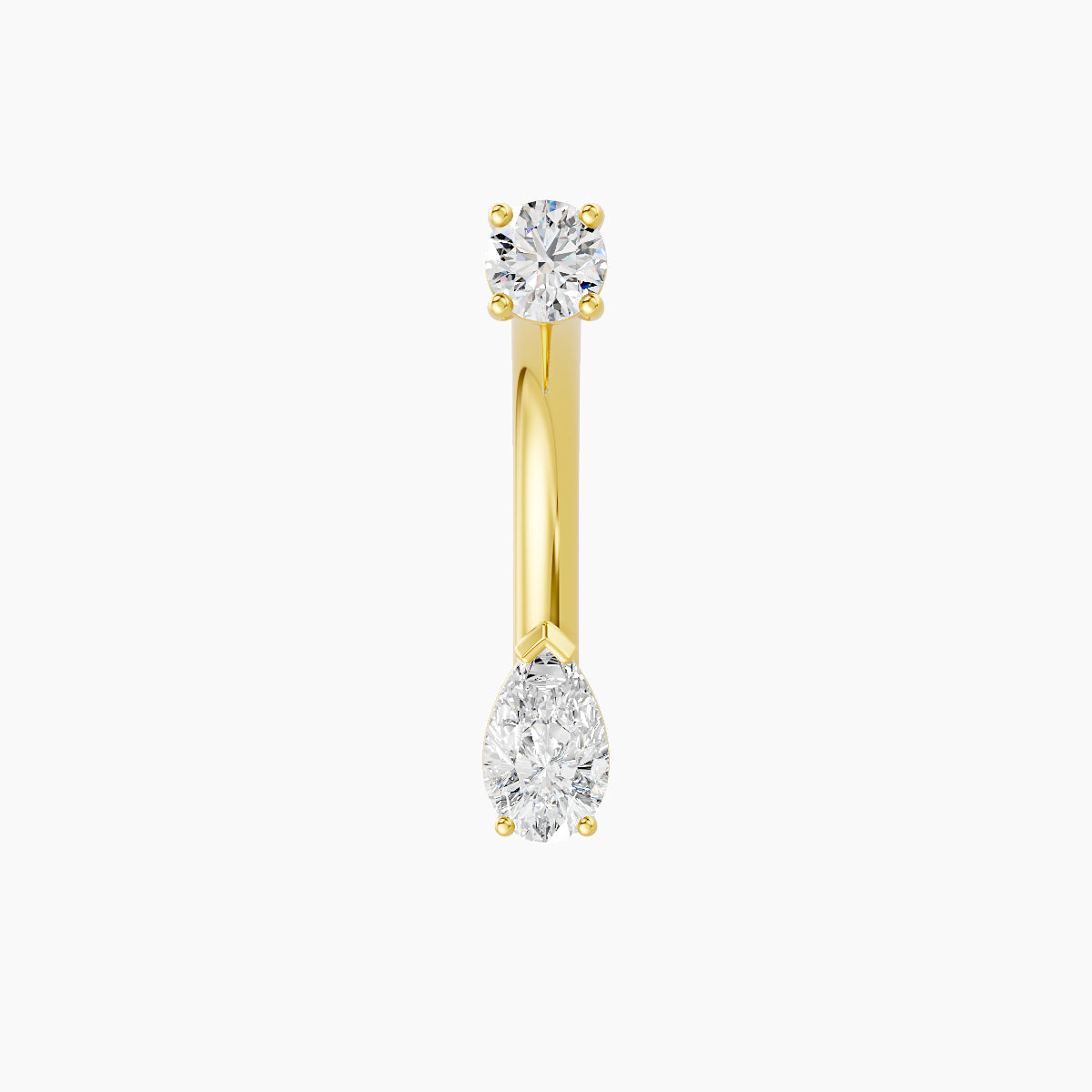 Nut | 18k Yellow Gold 5.5 mm 10 mm Pear Diamond Navel Piercing
