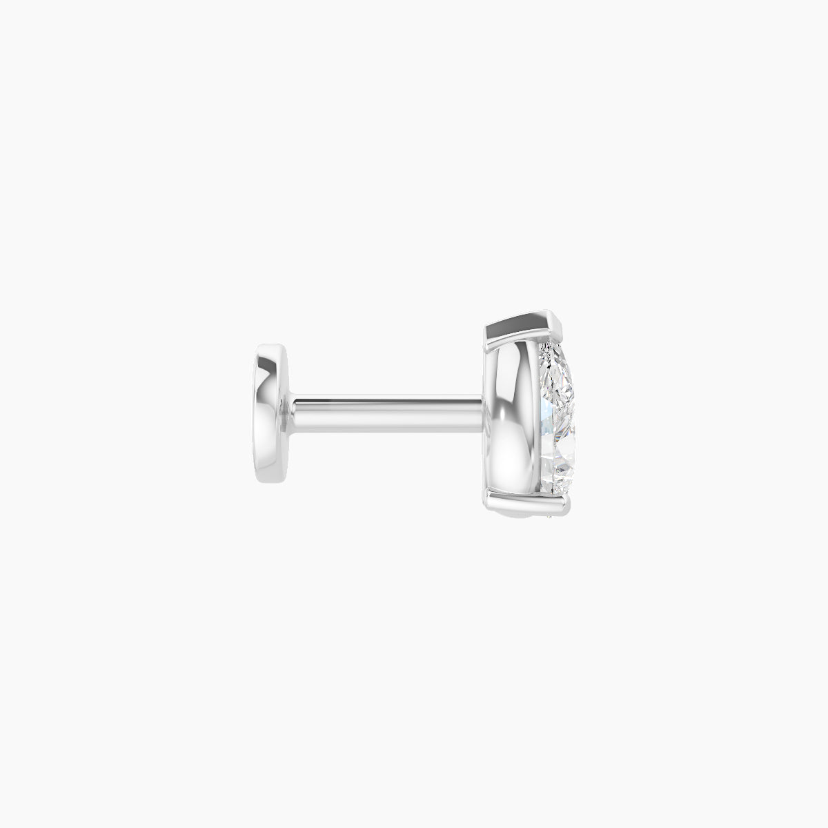 Nut | 18k White Gold 5.5 mm 5 mm Pear Diamond Nose Piercing