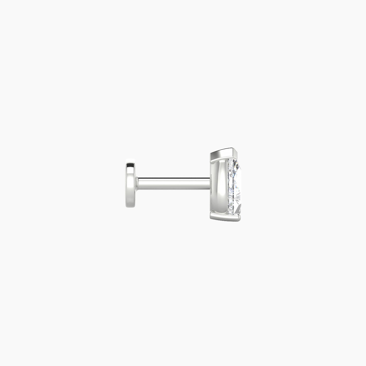 Nut | 18k White Gold 5.5 mm 5 mm Pear Diamond Nostril Piercing