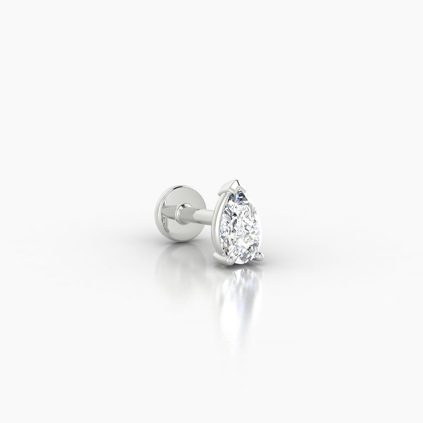 Nut | 18k White Gold 5.5 mm 5 mm Pear Diamond Piercing