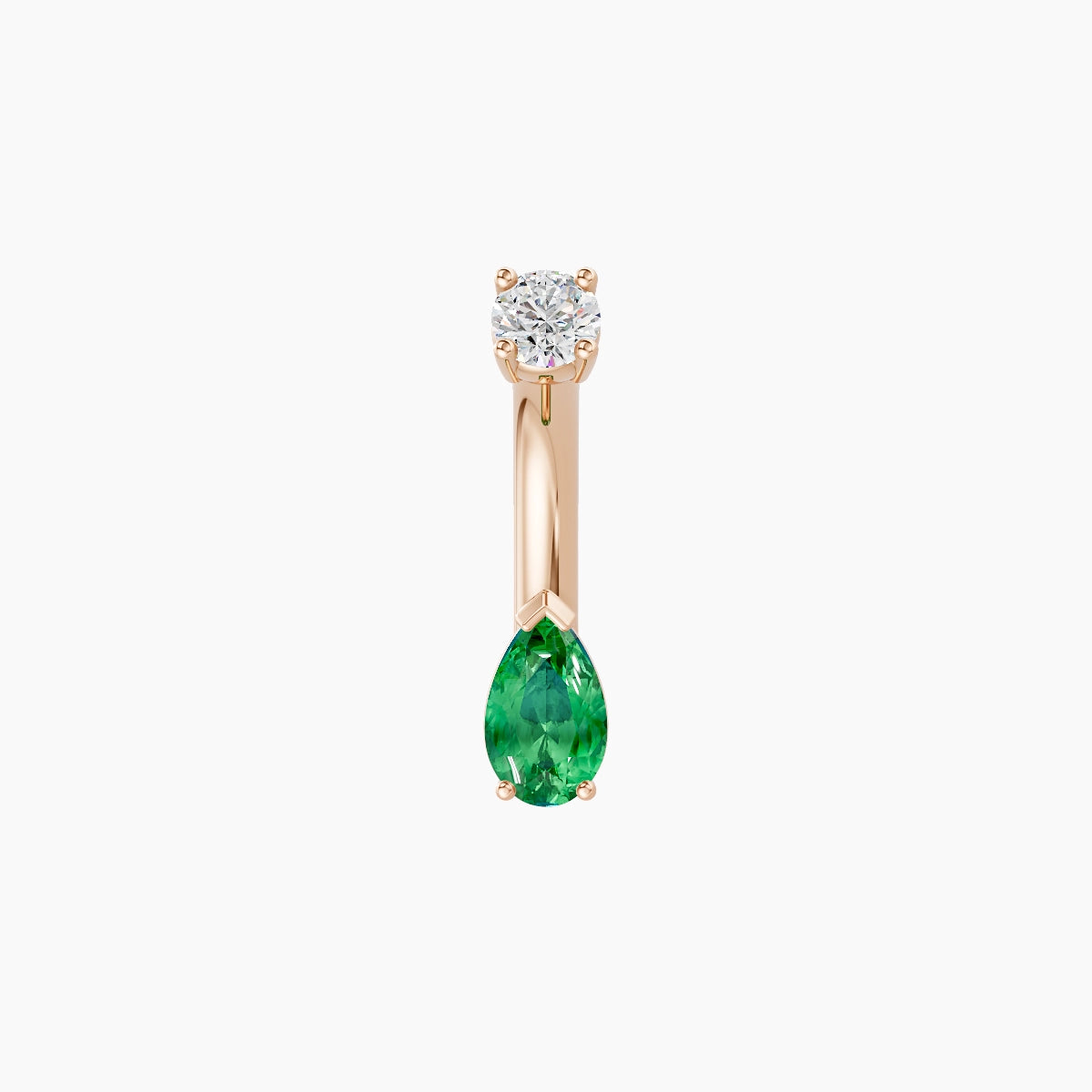 Nut | 18k Rose Gold 5.5 mm 6 mm Pear Emerald & Diamond Belly Piercing