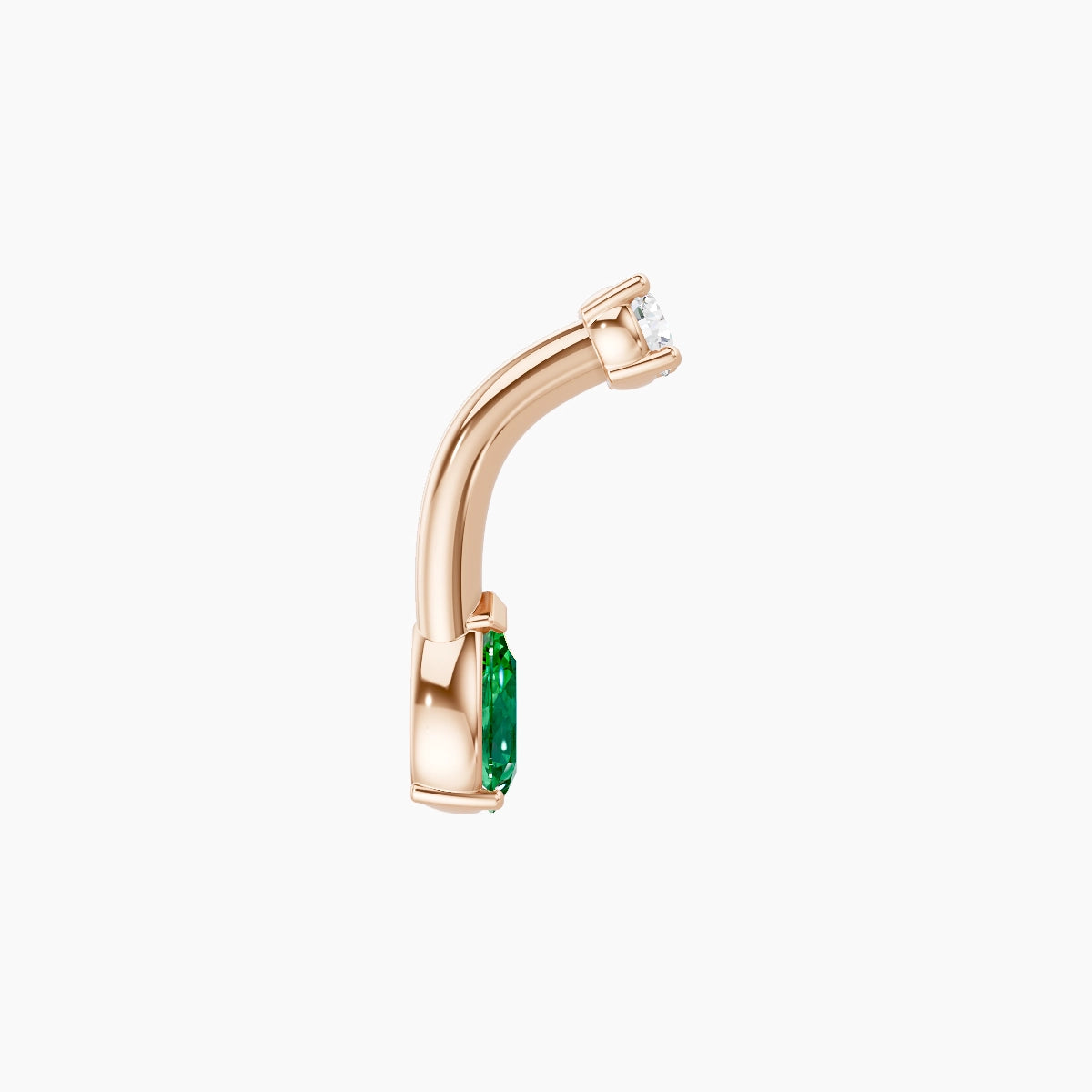 Nut | 18k Rose Gold 5.5 mm 6 mm Pear Emerald & Diamond Belly Piercing