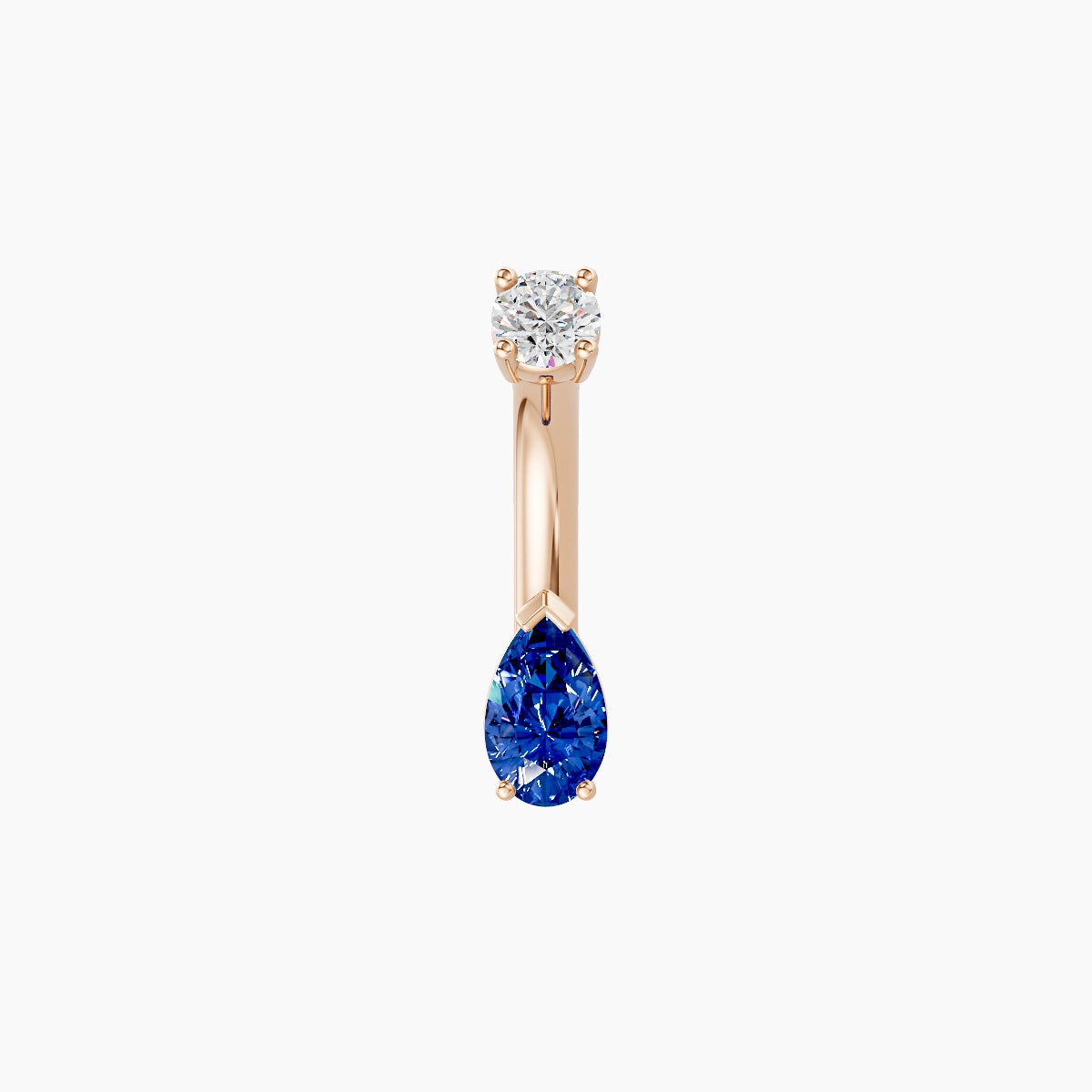 Nut | 18k Rose Gold 5.5 mm 6 mm Pear Sapphire & Diamond Belly Piercing
