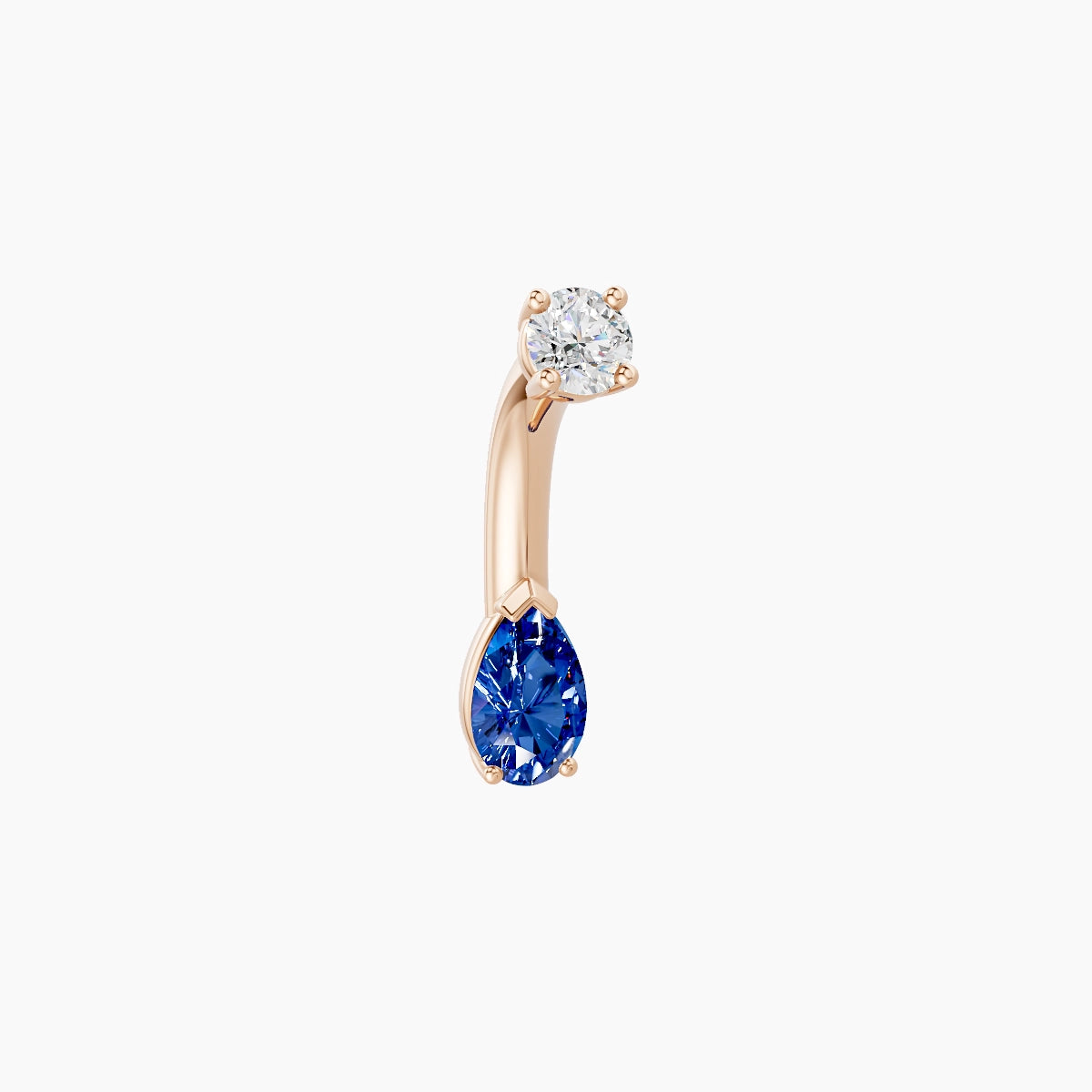 Nut | 18k Rose Gold 5.5 mm 6 mm Pear Sapphire & Diamond Belly Piercing