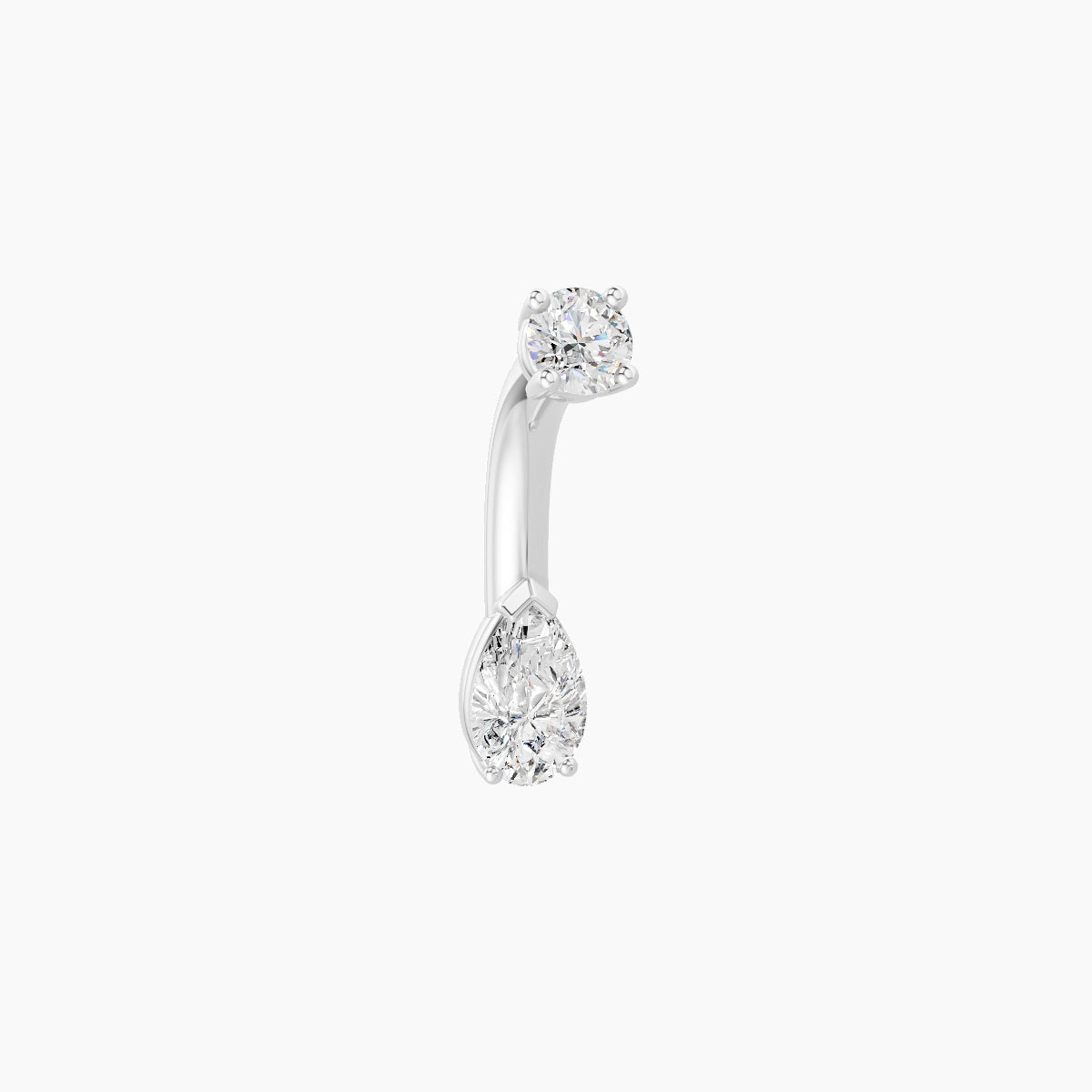 Nut | 18k White Gold 5.5 mm 6 mm Pear Diamond Belly Piercing