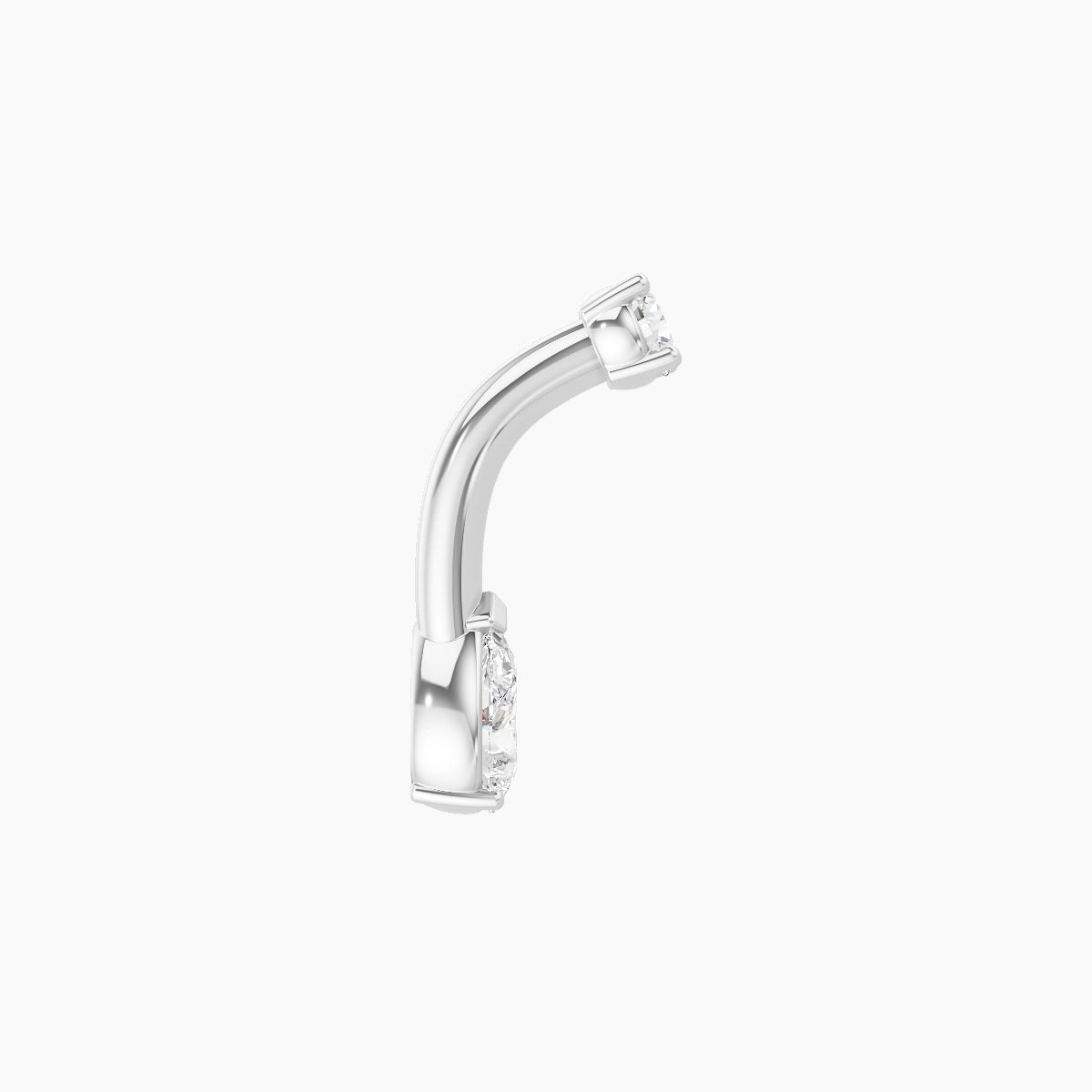 Nut | 18k White Gold 5.5 mm 6 mm Pear Diamond Belly Piercing
