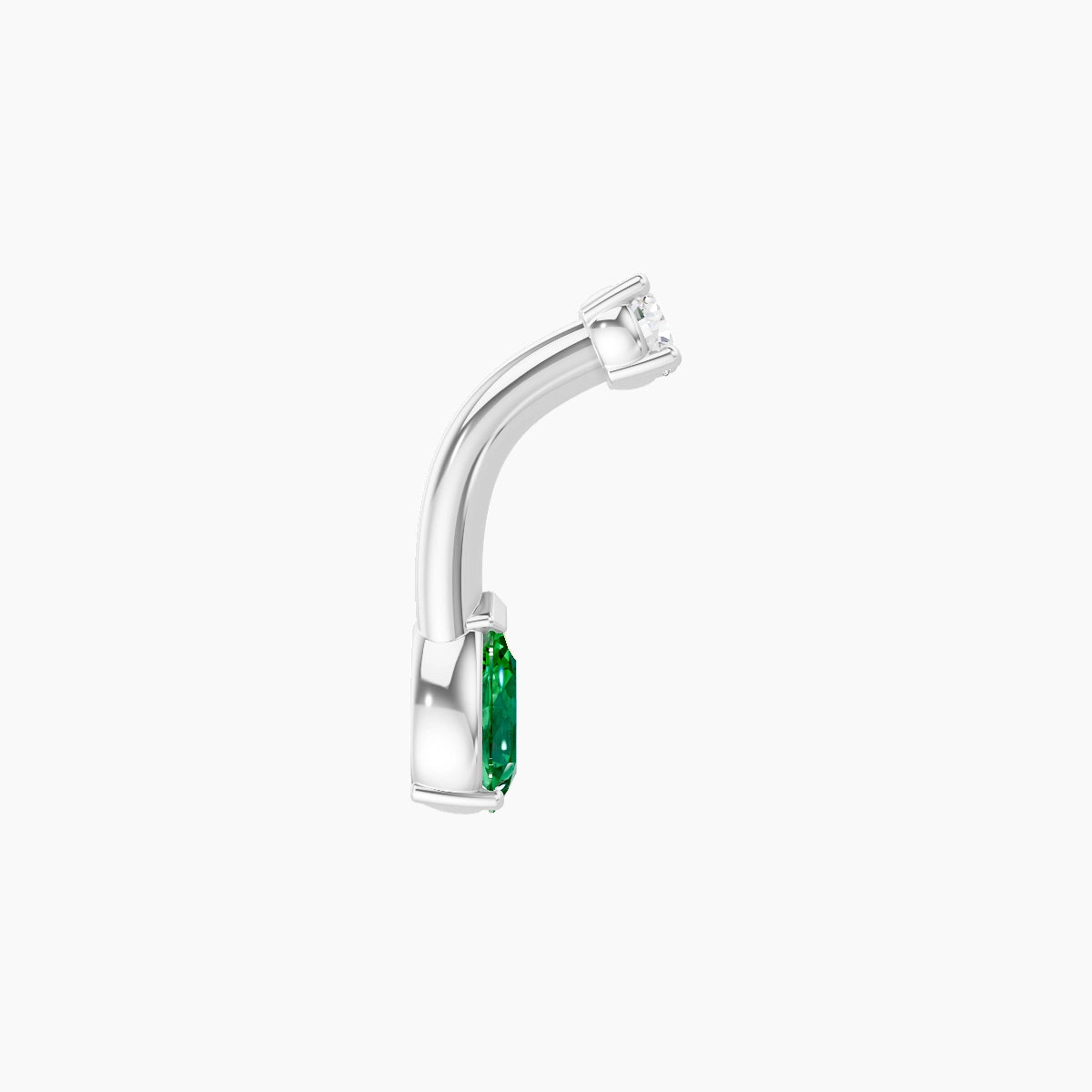 Nut | 18k White Gold 5.5 mm 6 mm Pear Emerald & Diamond Belly Piercing