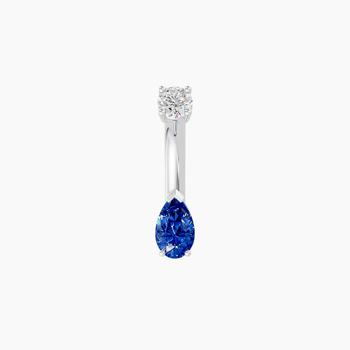 Nut | 18k White Gold 5.5 mm 6 mm Pear Sapphire & Diamond Belly Piercing