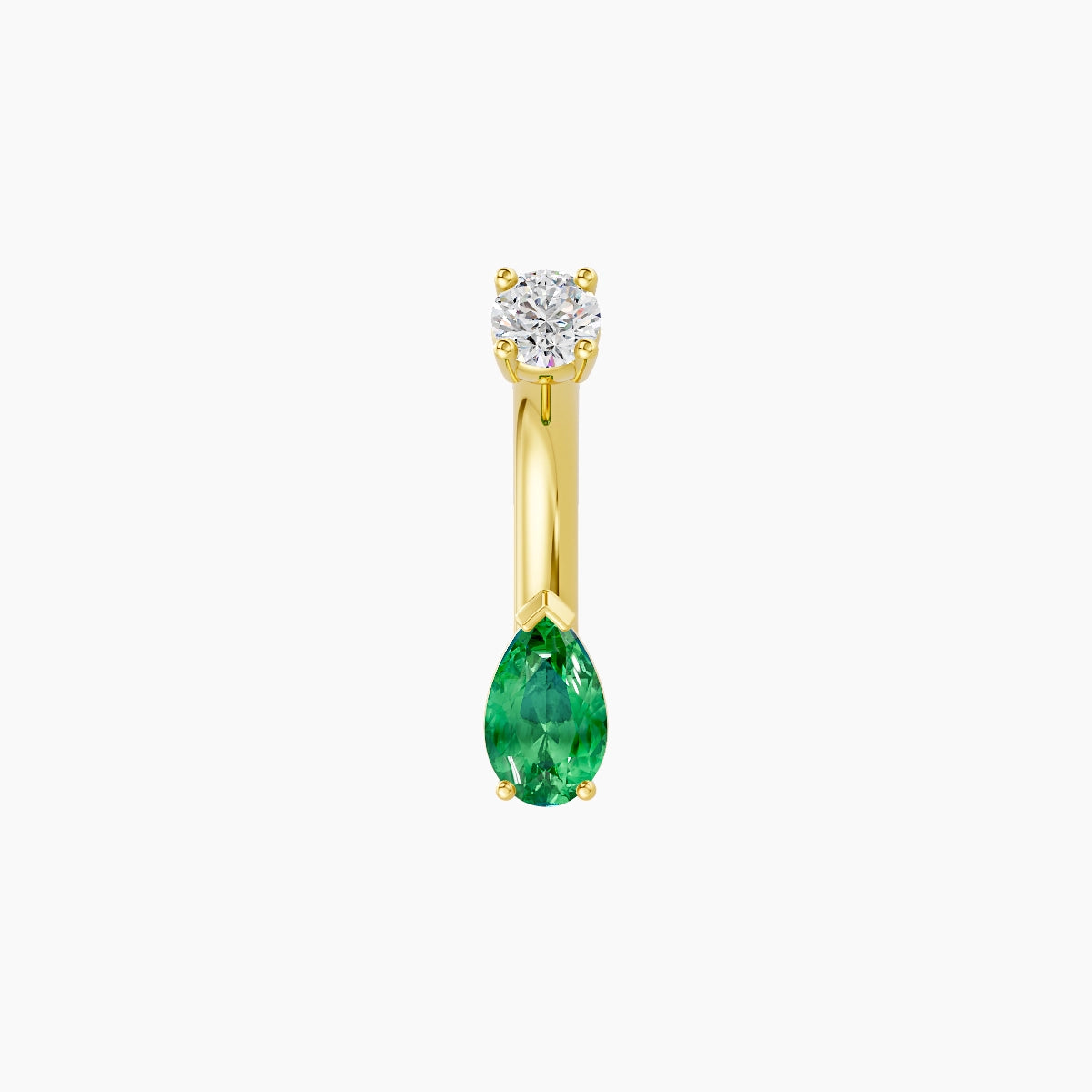Nut | 18k Yellow Gold 5.5 mm 6 mm Pear Emerald & Diamond Belly Piercing