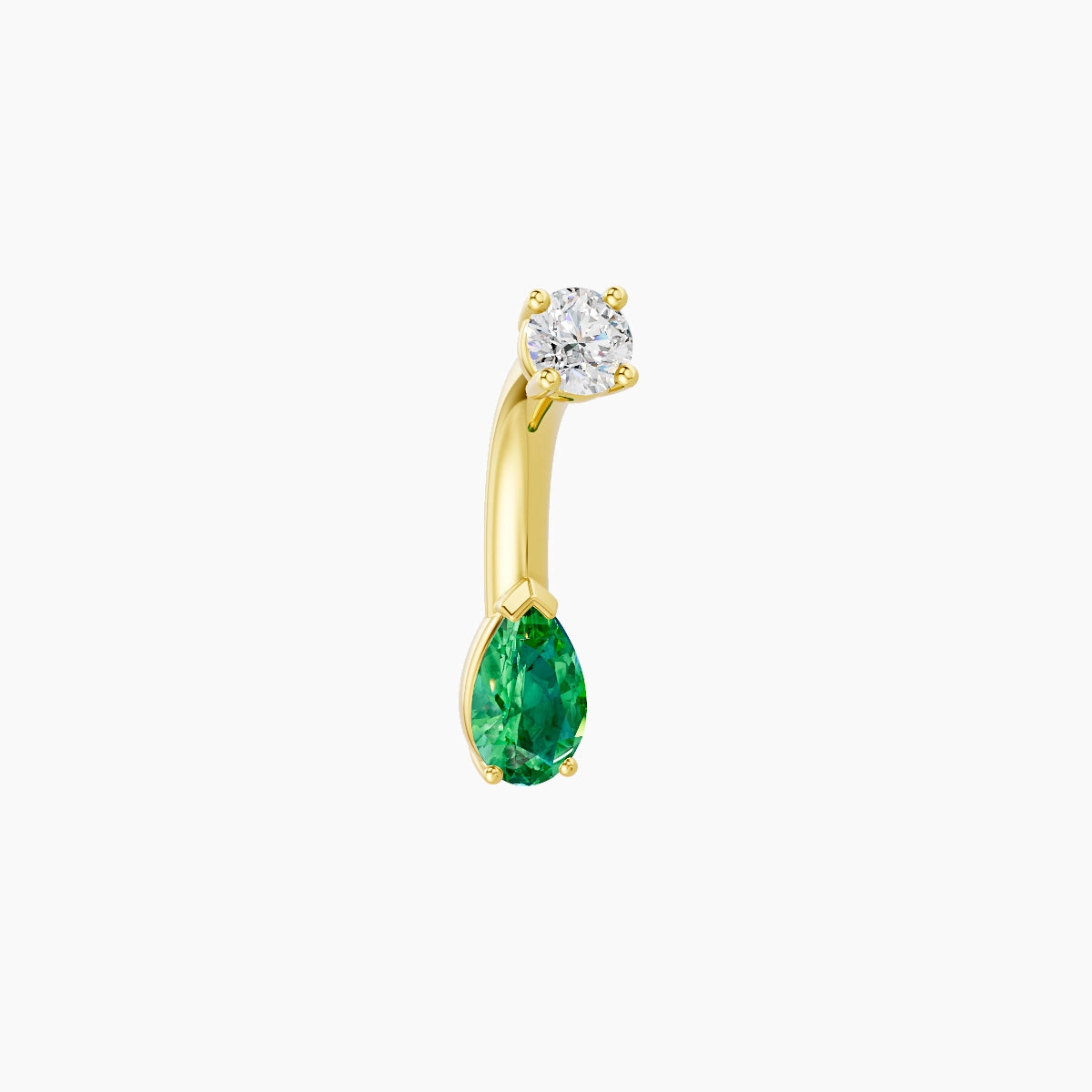 Nut | 18k Yellow Gold 5.5 mm 6 mm Pear Emerald & Diamond Belly Piercing