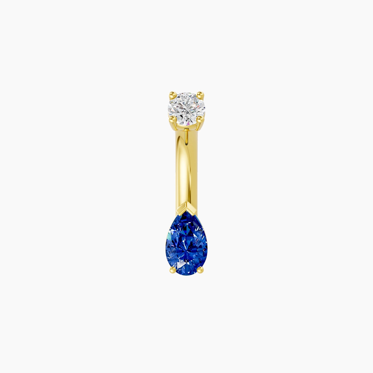 Nut | 18k Yellow Gold 5.5 mm 6 mm Pear Sapphire & Diamond Belly Piercing