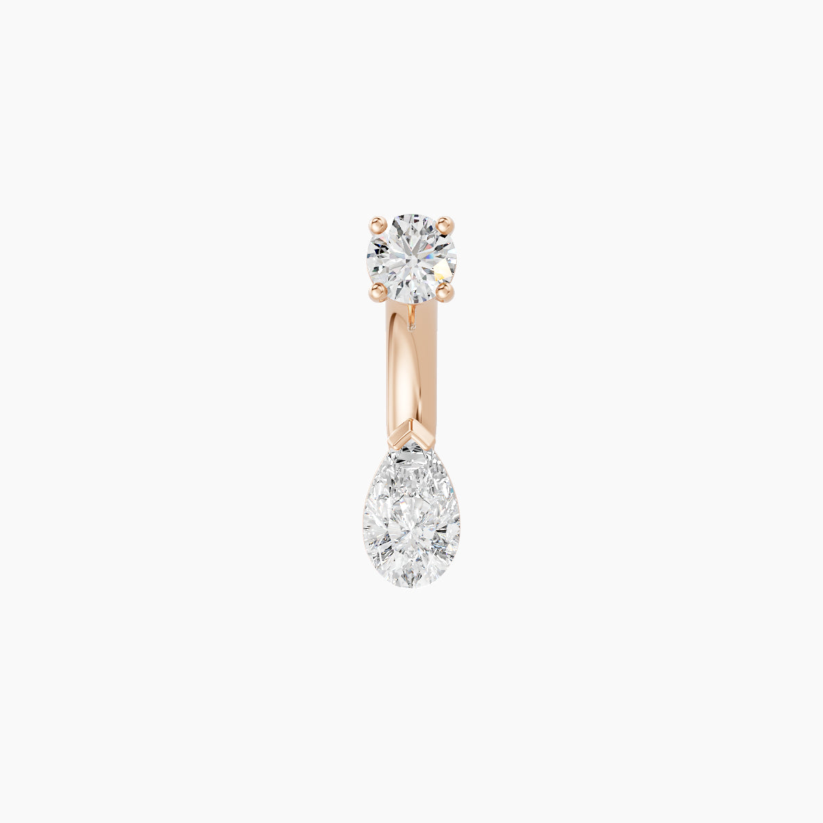 Nut | 18k Rose Gold 5.5 mm 6 mm Pear Diamond Navel Piercing
