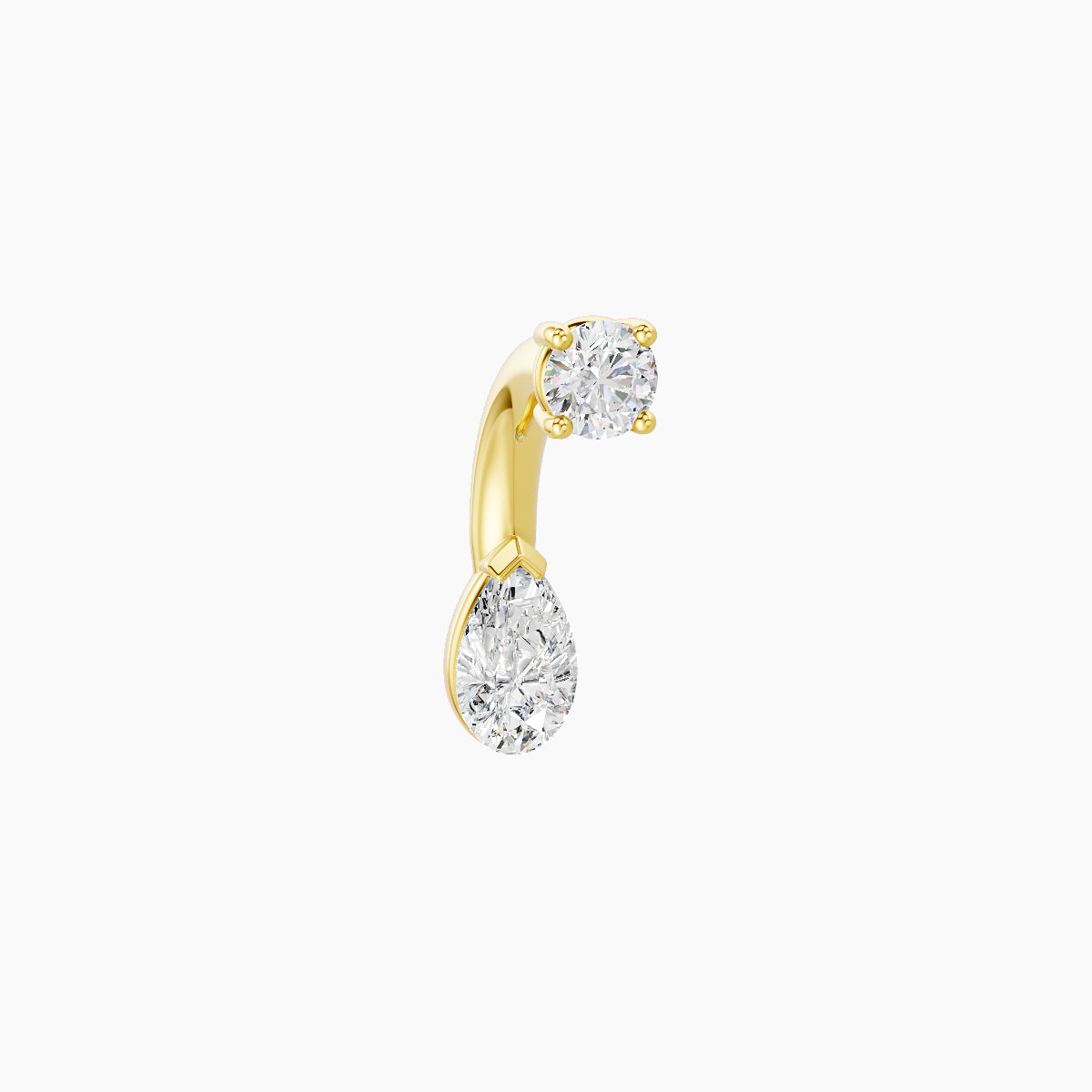 Nut | 18k Yellow Gold 5.5 mm 6 mm Pear Diamond Navel Piercing