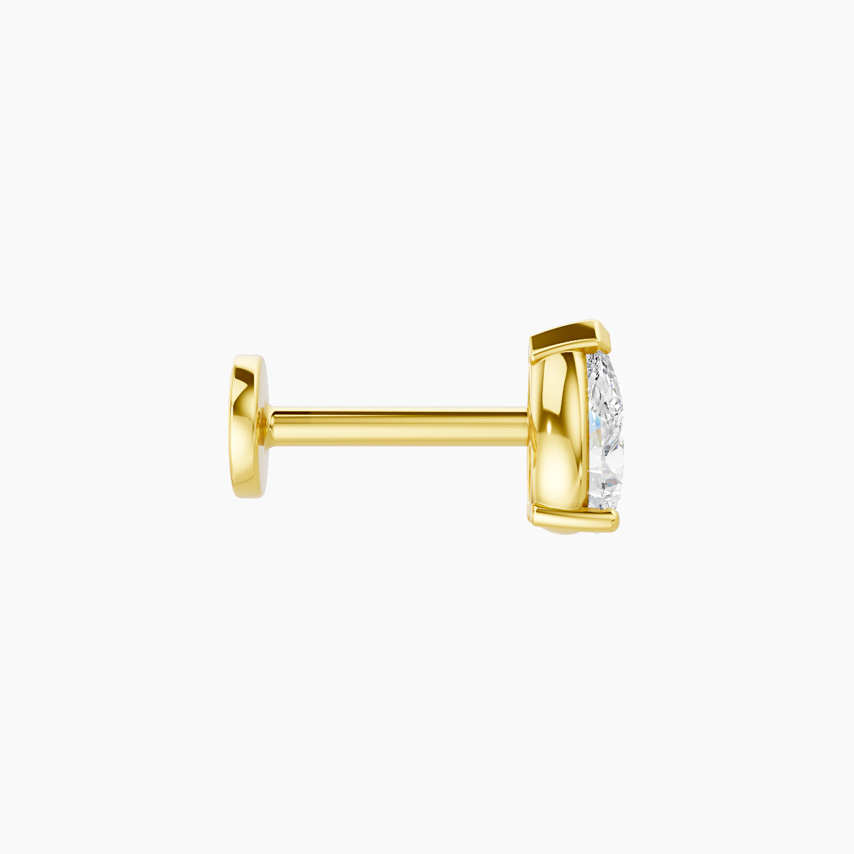 Nut | 18k Yellow Gold 5.5 mm 6.5 mm Pear Diamond Nose Piercing