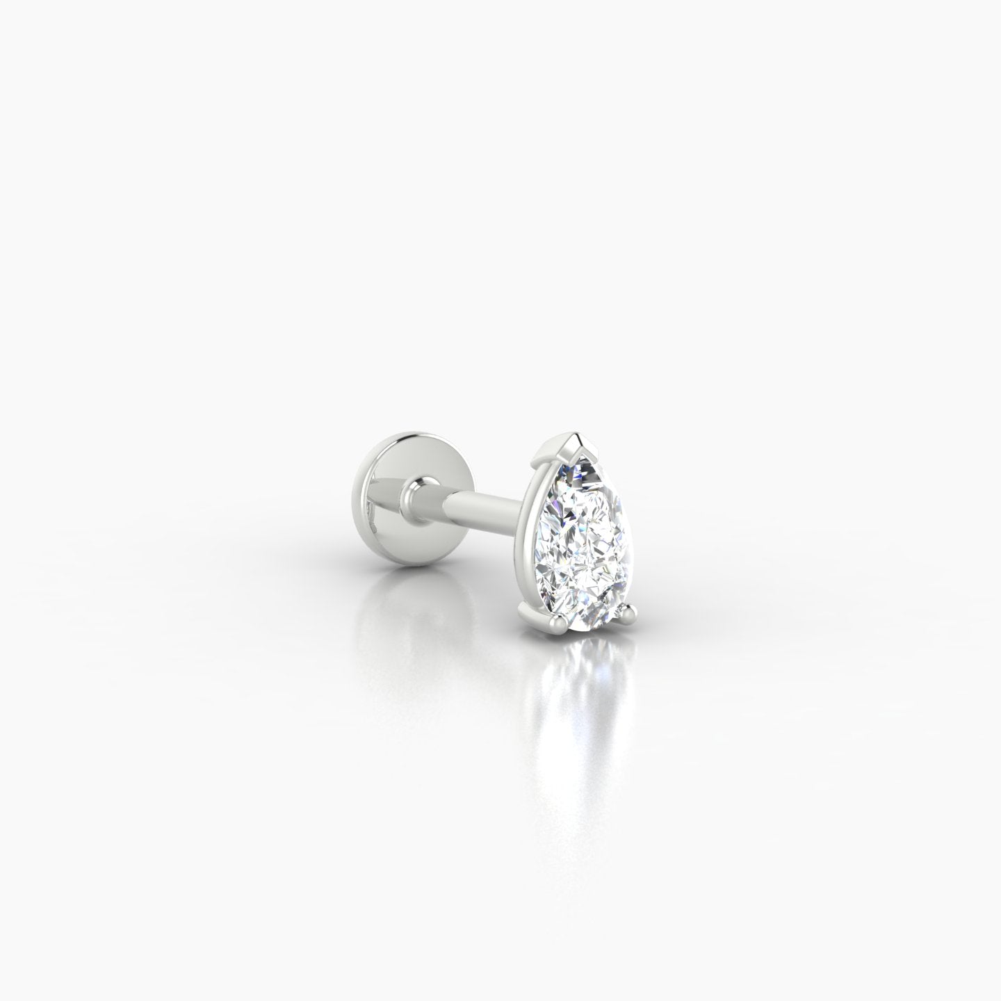 Nut | 18k White Gold 5.5 mm 6.5 mm Pear Diamond Nostril Piercing