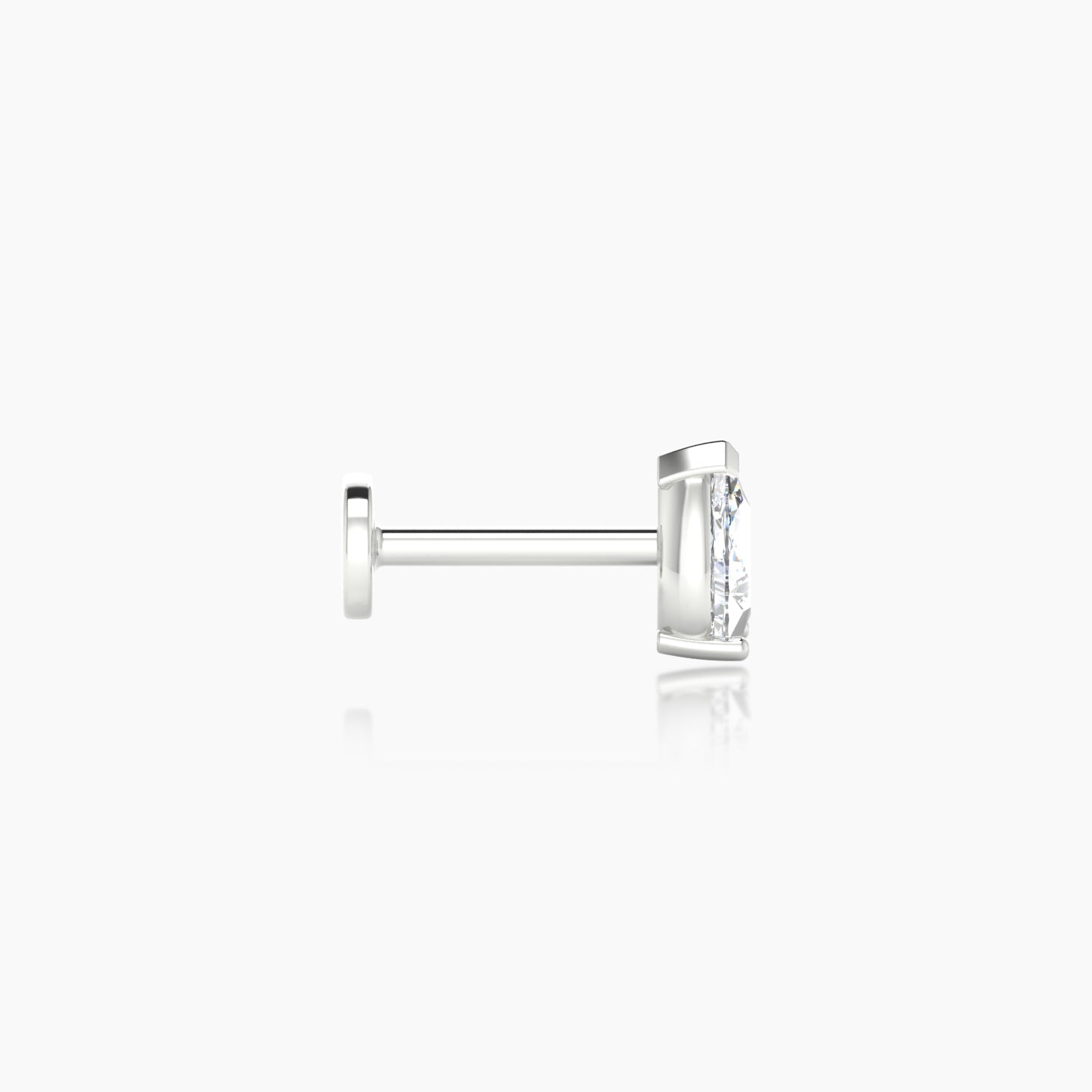 Nut | 18k White Gold 5.5 mm 6.5 mm Pear Diamond Nostril Piercing