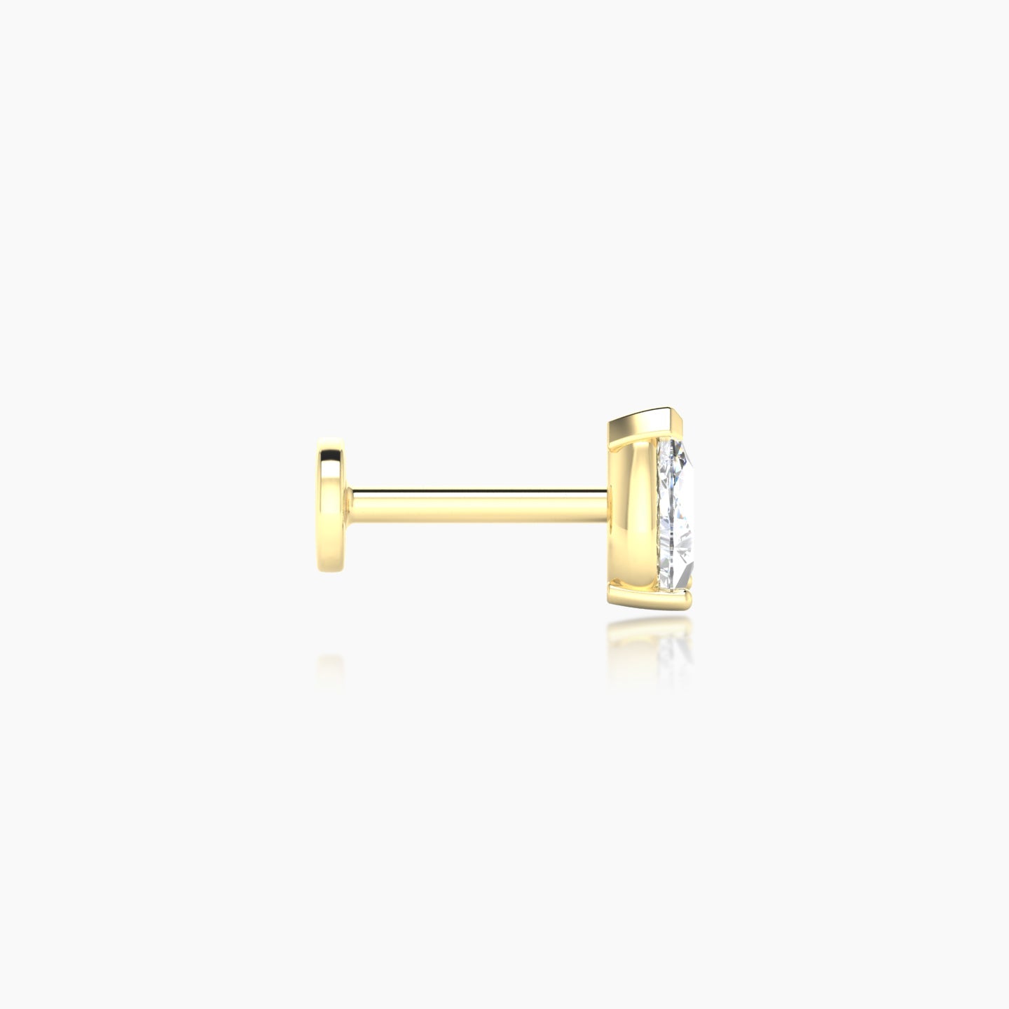 Nut | 18k Yellow Gold 5.5 mm 6.5 mm Pear Diamond Nostril Piercing